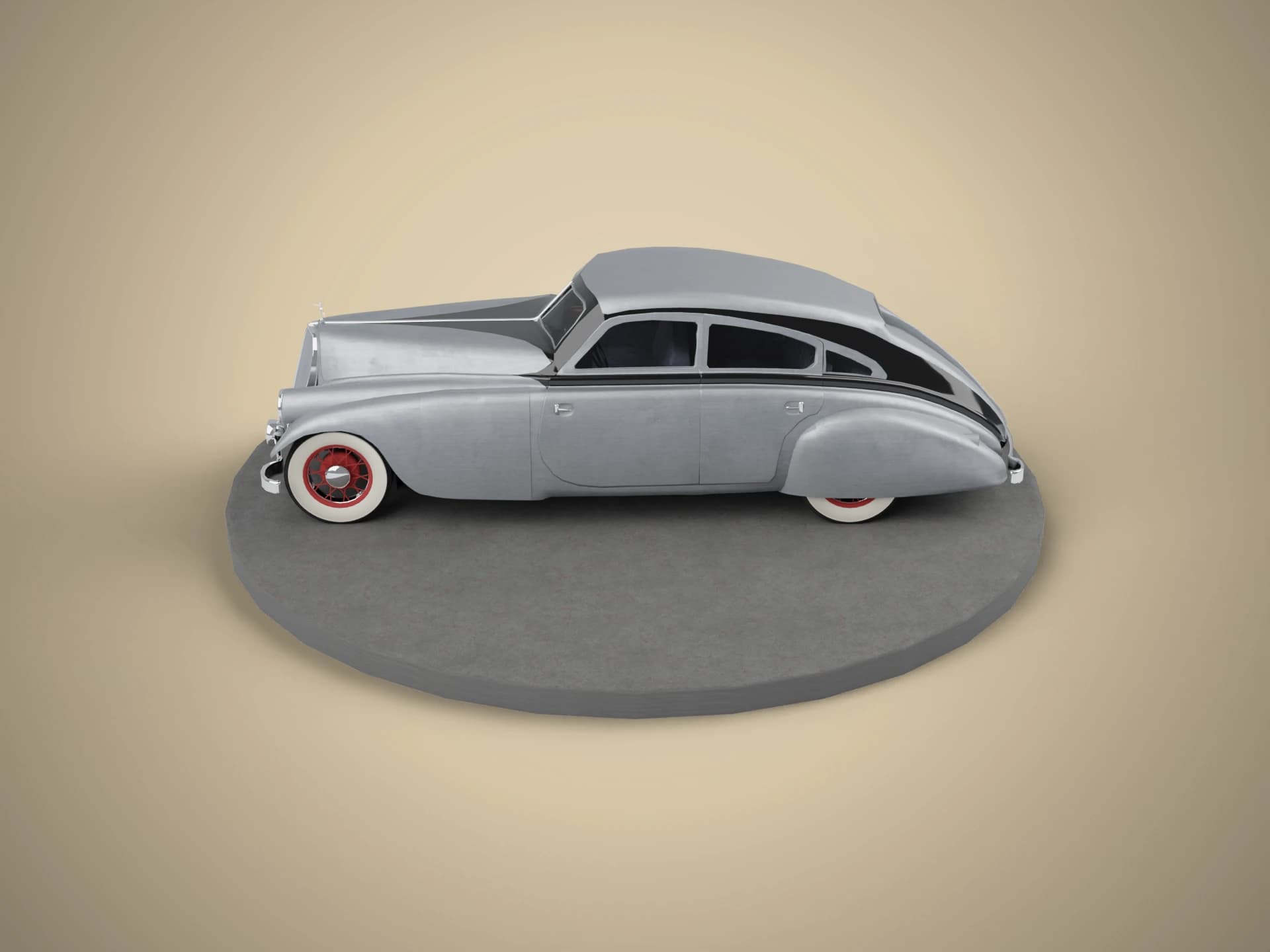1933 Pierce-Arrow Silver Arrow on Display Stand 3D Model