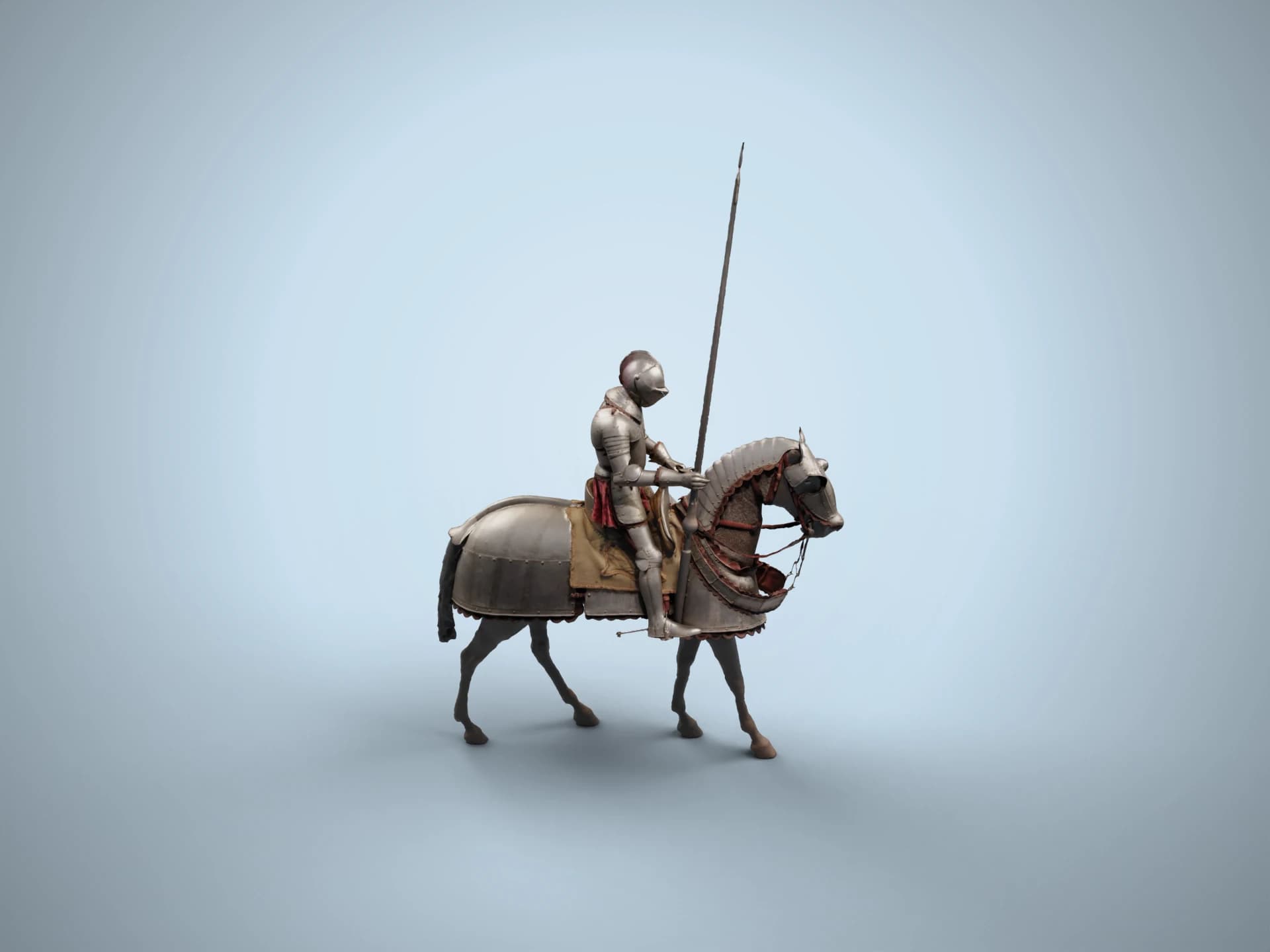 Renaissance Knight And Horse Armor 3D Model