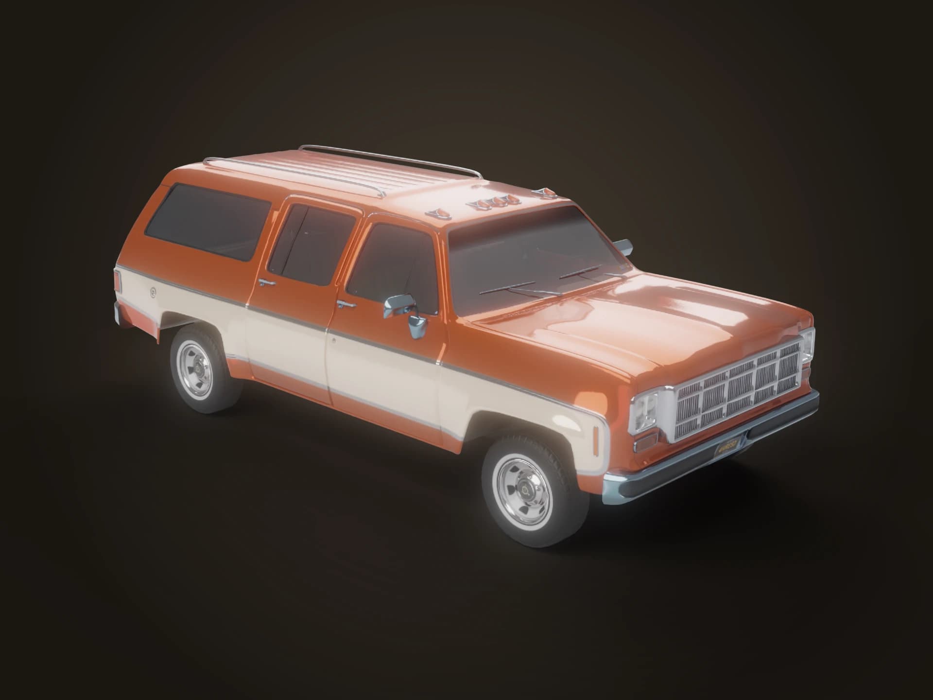 Classic 1970s Full-Size Two-Tone SUV 3D Model