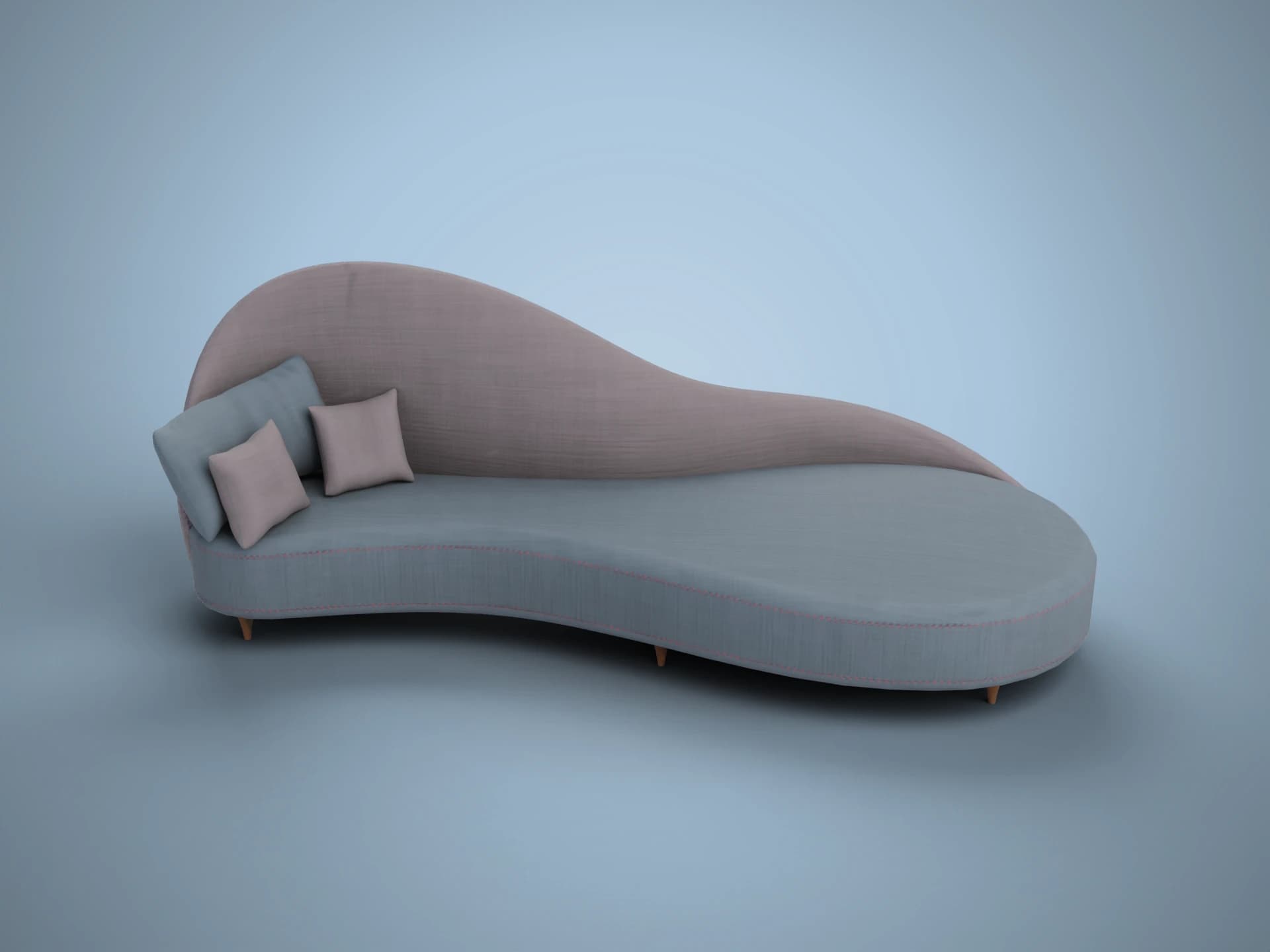 Modern Curved Sofa with Cushions 3D Model