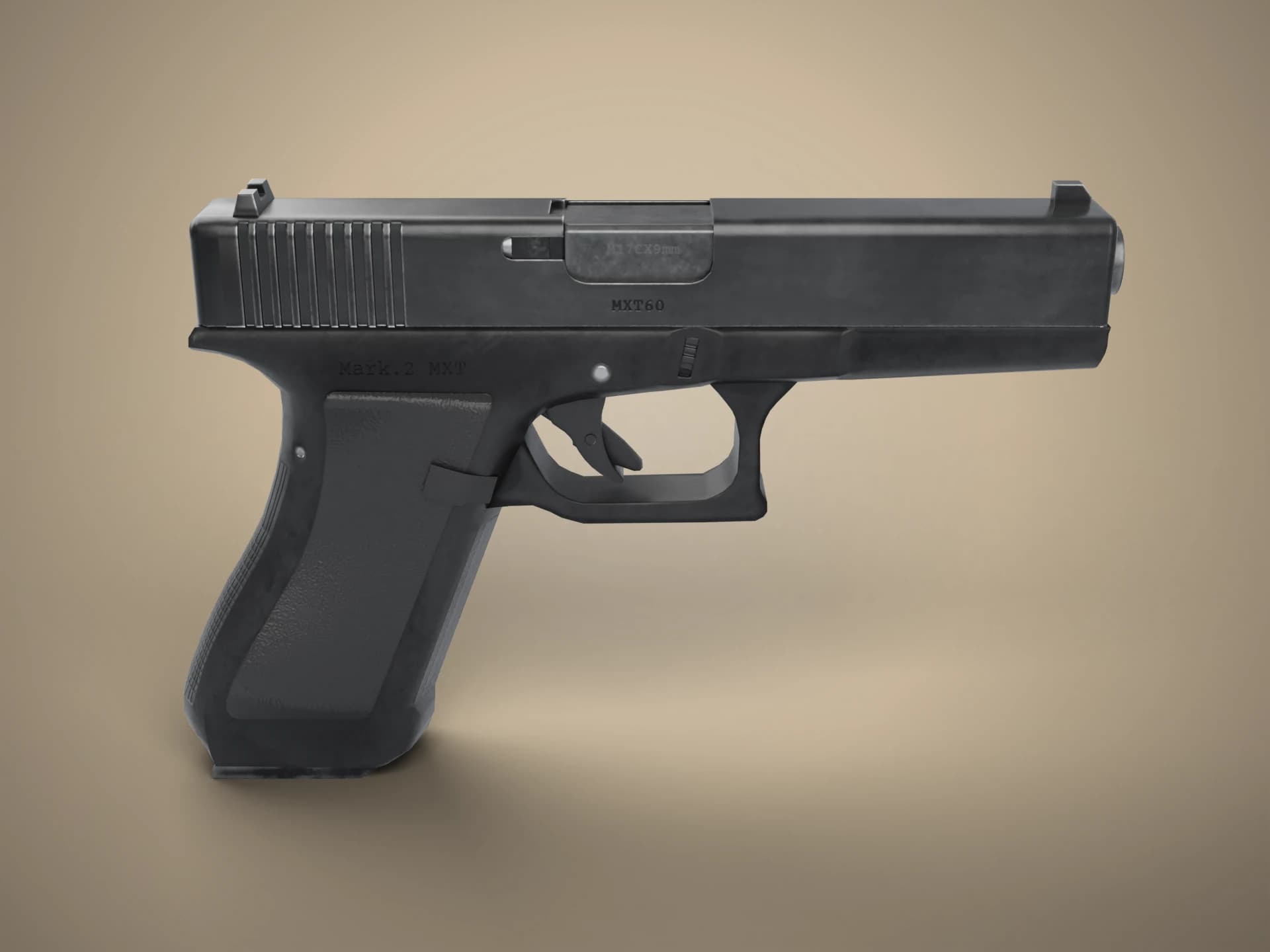 Polymer-Frame 9mm Pistol 3D Model