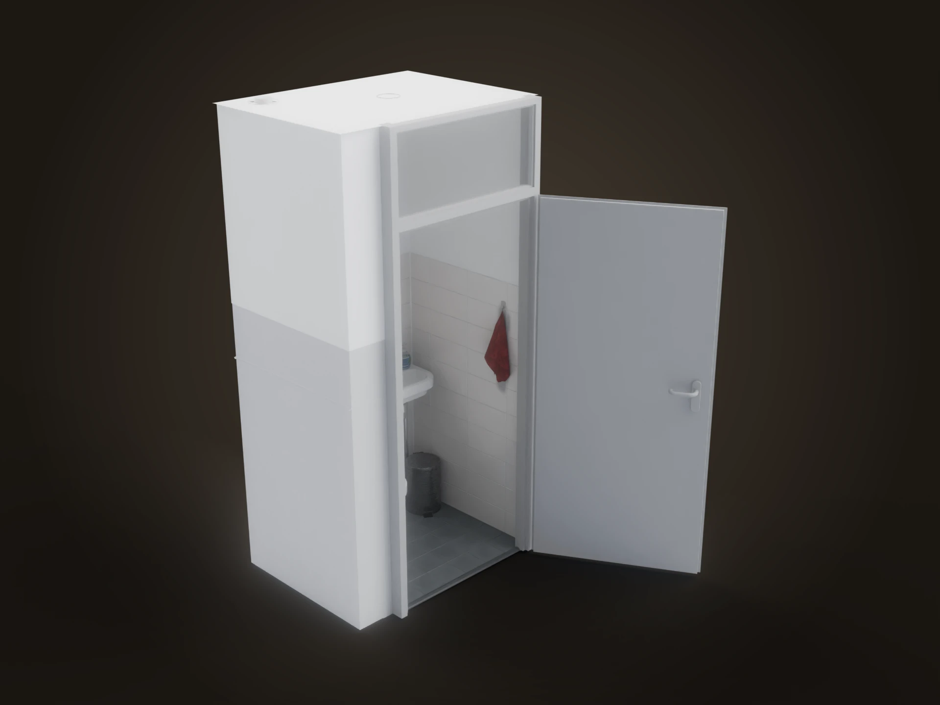 Small Tiled Toilet Room 3D Model