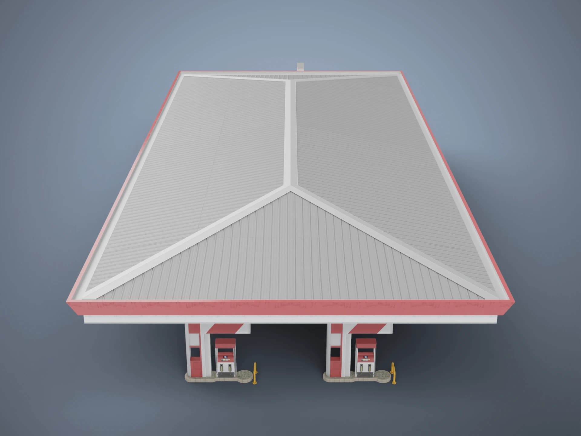 Modern Petrol Station Forecourt 3D Model