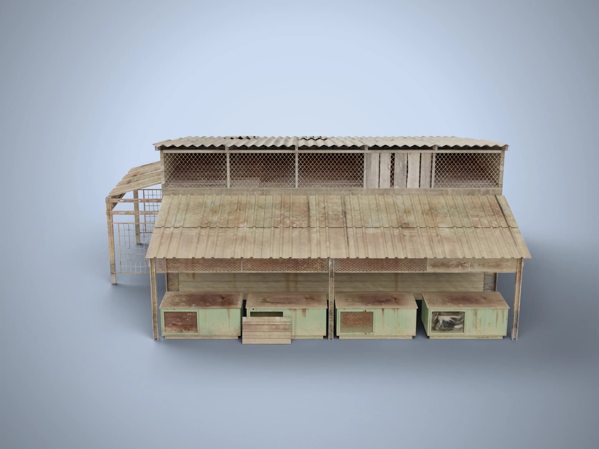 Abandoned Desert Weapon Shop Building 3D Model