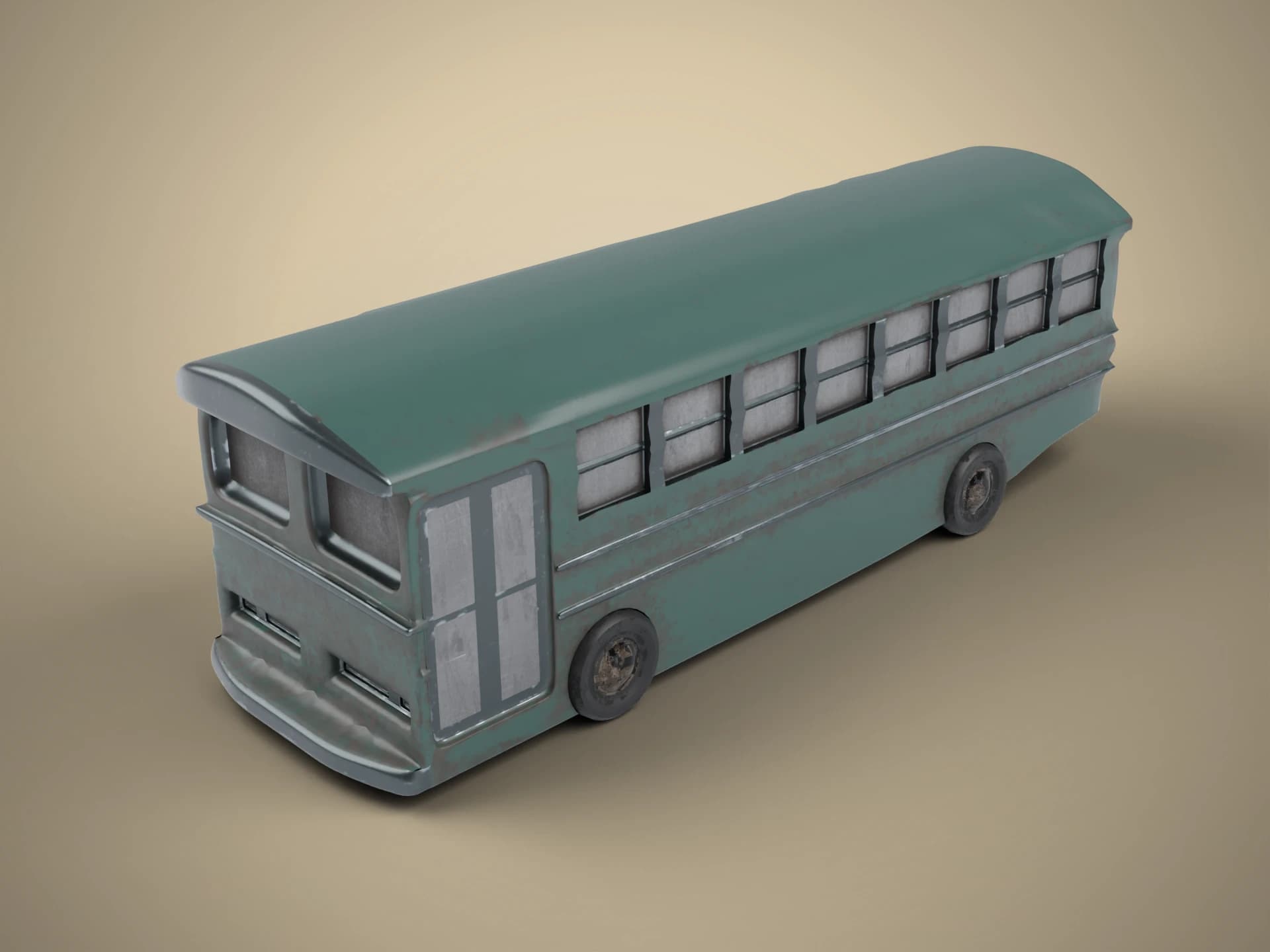 Abandoned Vintage Bus 3D Model