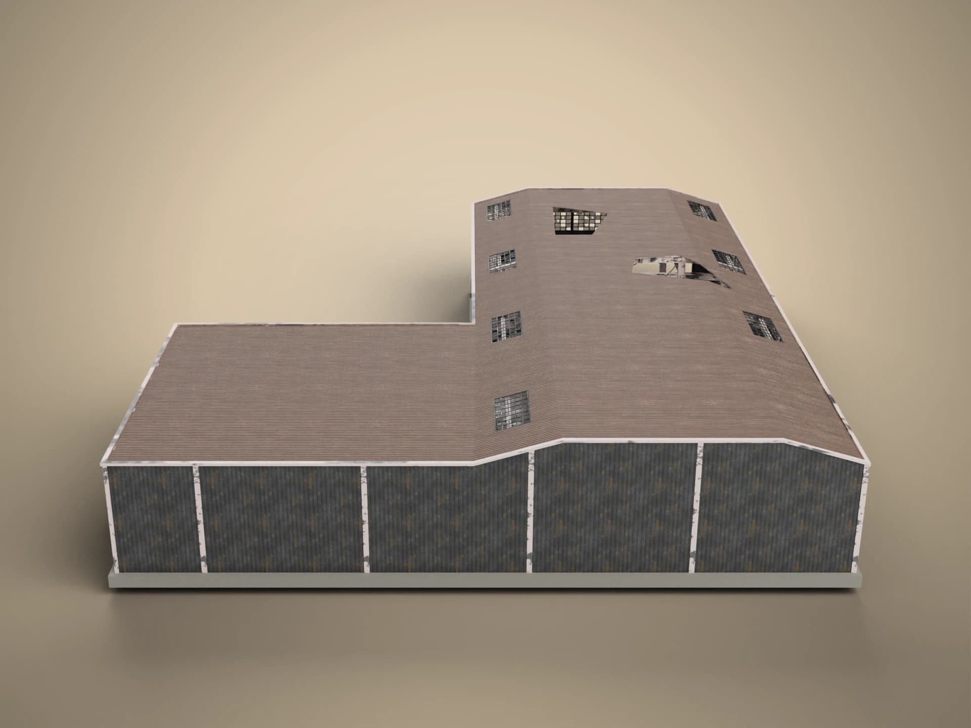 Abandoned Industrial Warehouse Building 3D Model