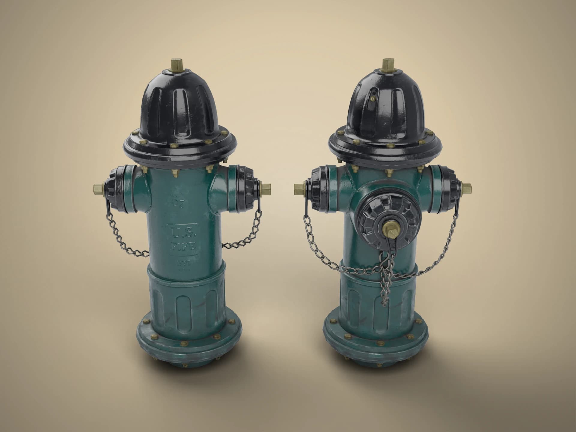 Pair of American Fire Hydrants 3D Model
