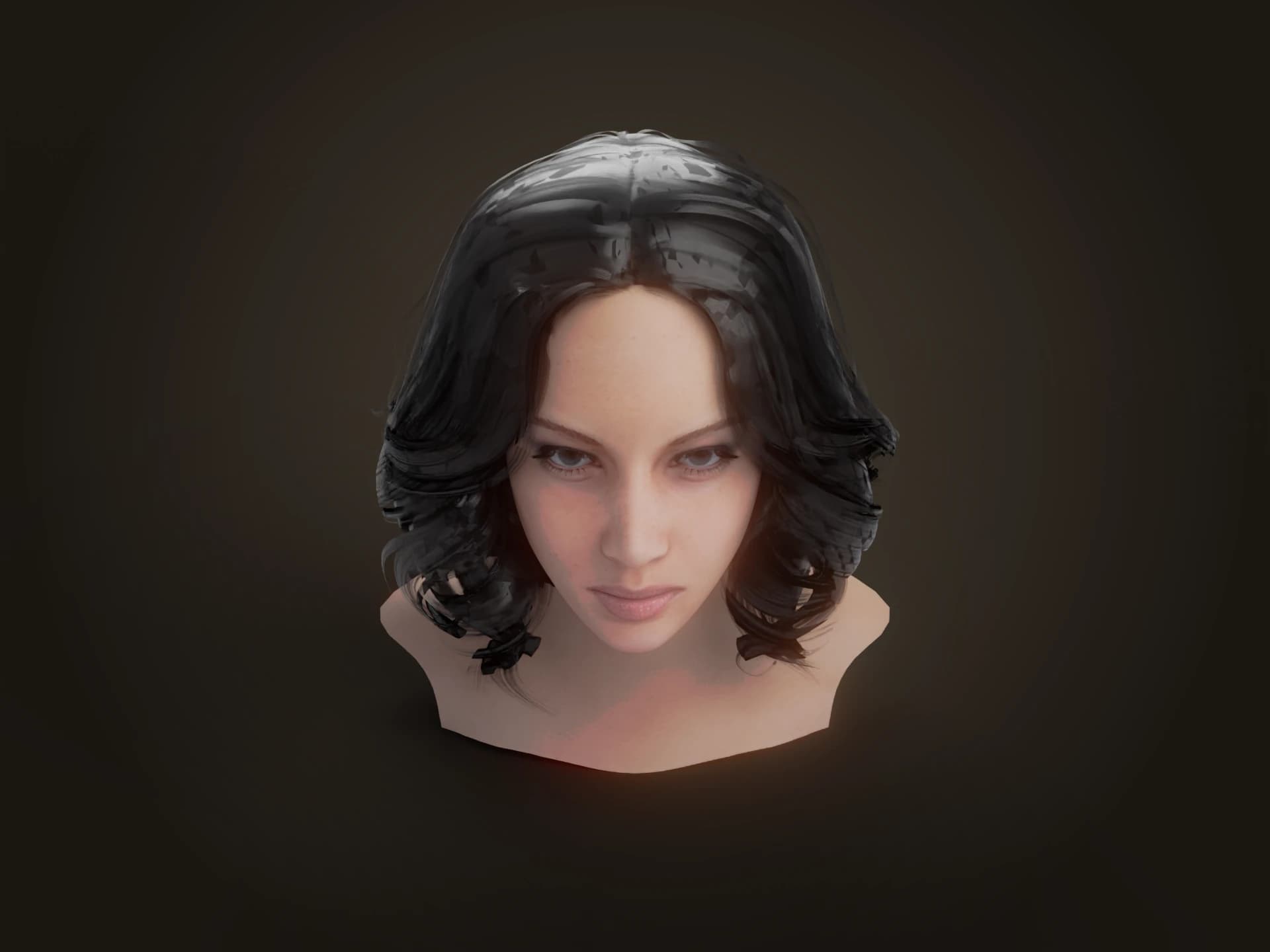 Realistic Female Head with Hair 3D Model