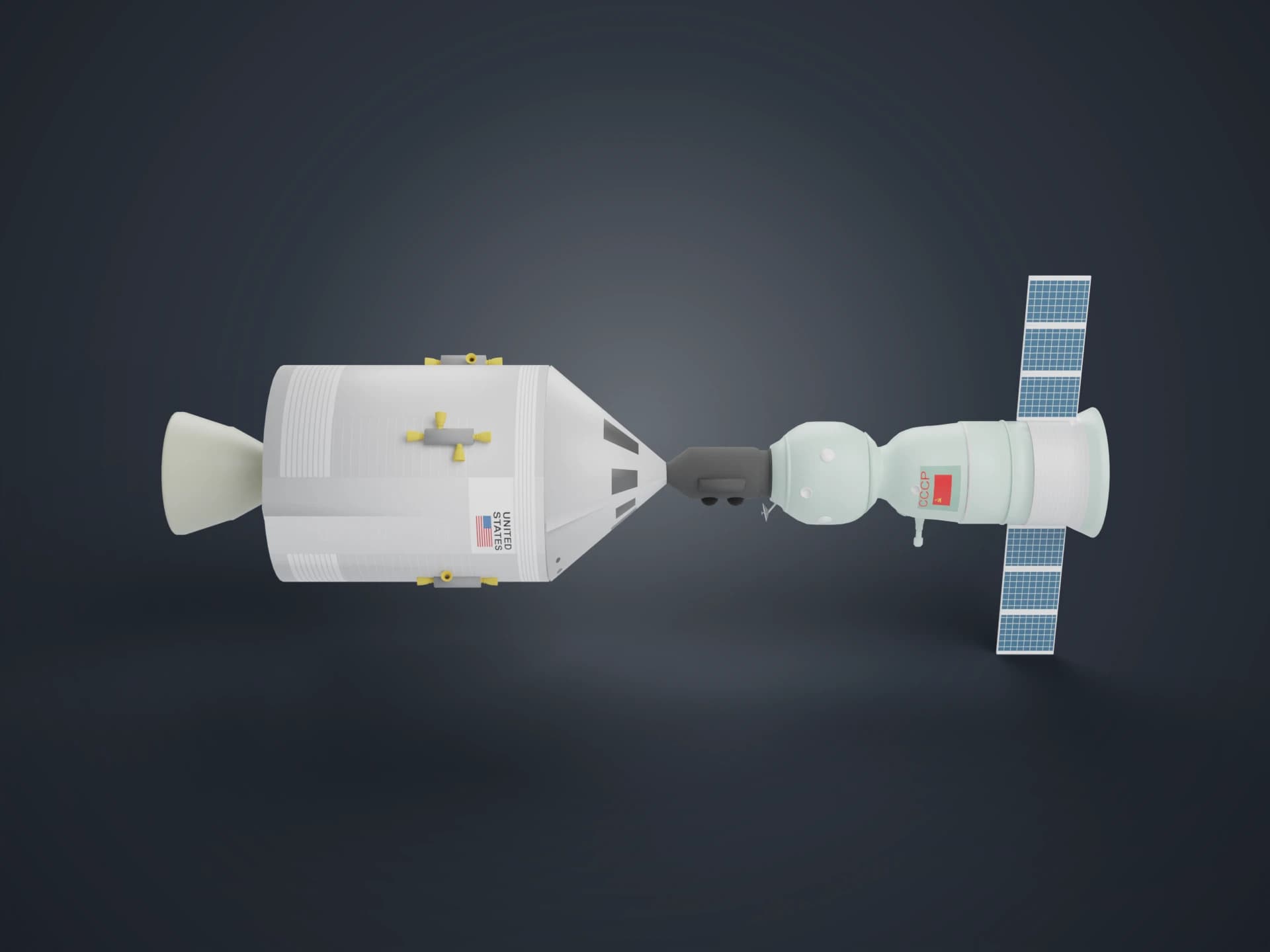 Apollo-Soyuz Docked Spacecraft 3D Model