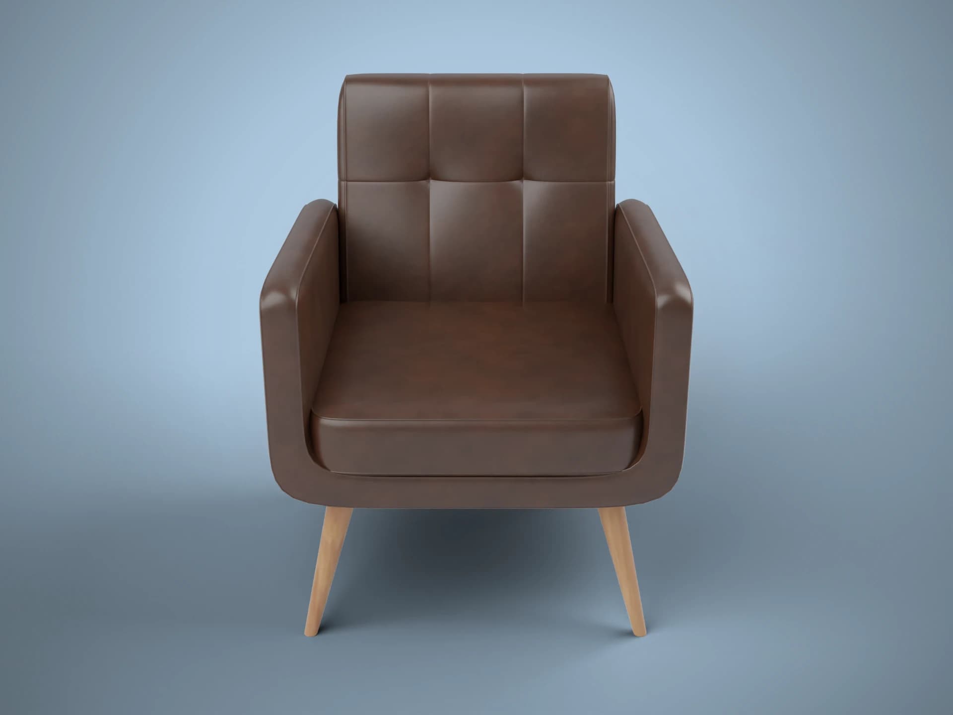 Mid-Century Brown Leather Armchair 3D Model