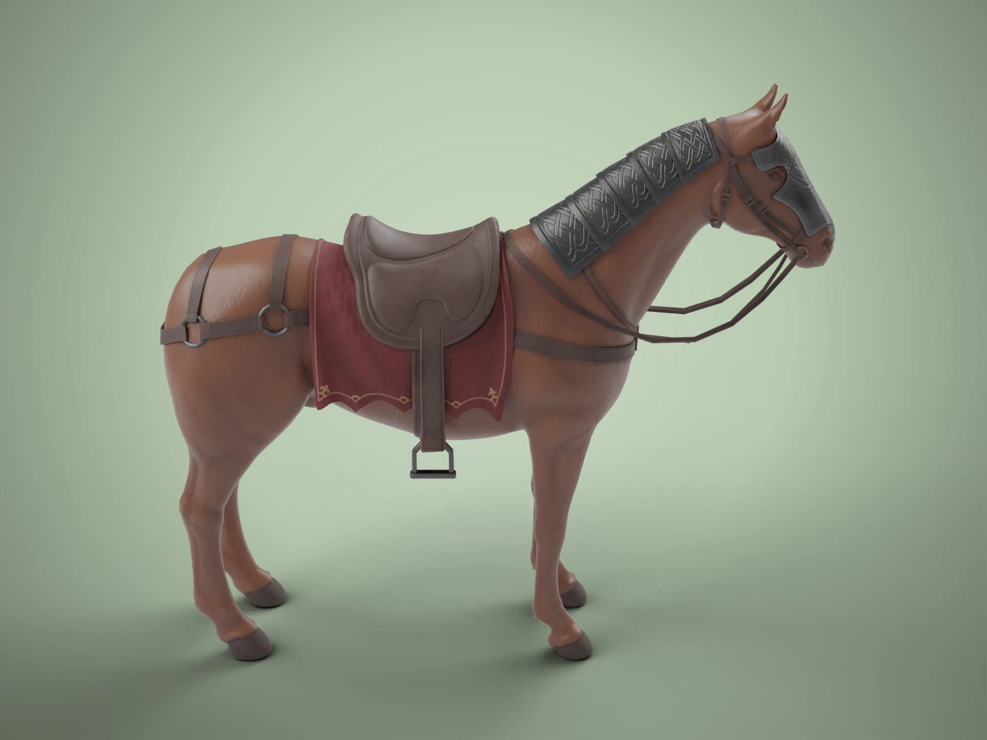Medieval Armoured War Horse 3D Model