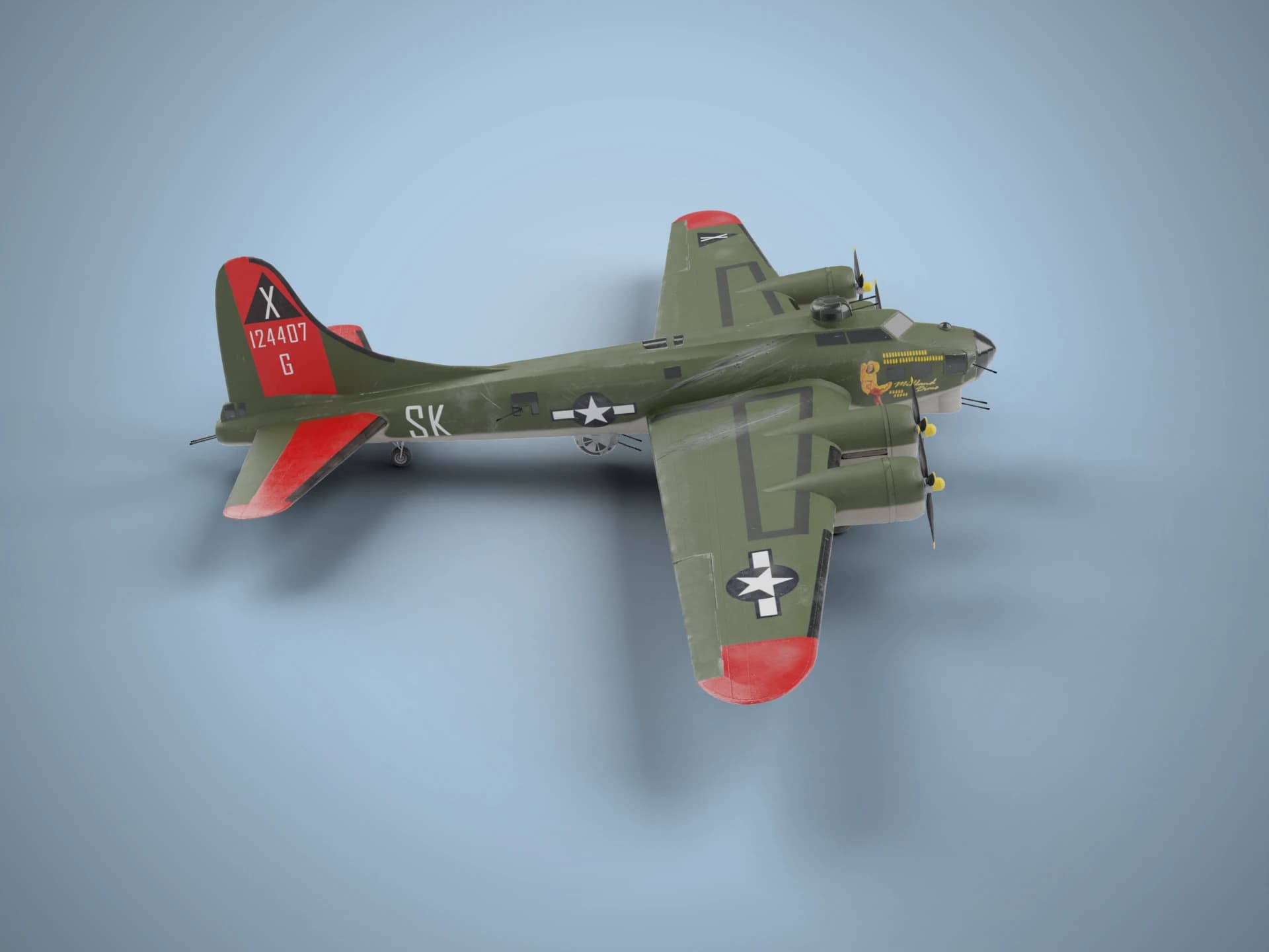 B-17 Flying Fortress Bomber 3D Model