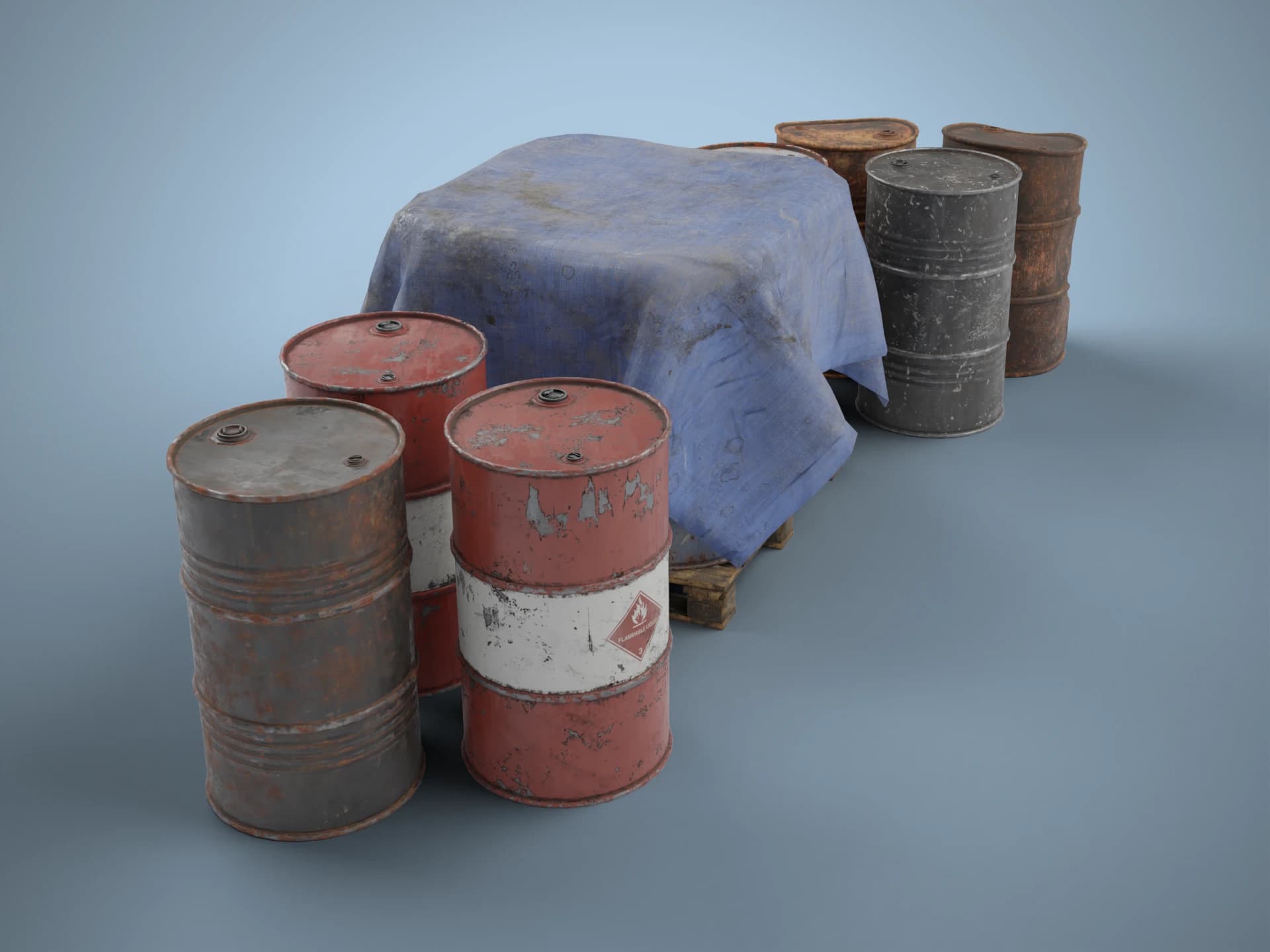 Industrial Barrel Pack 3D Model