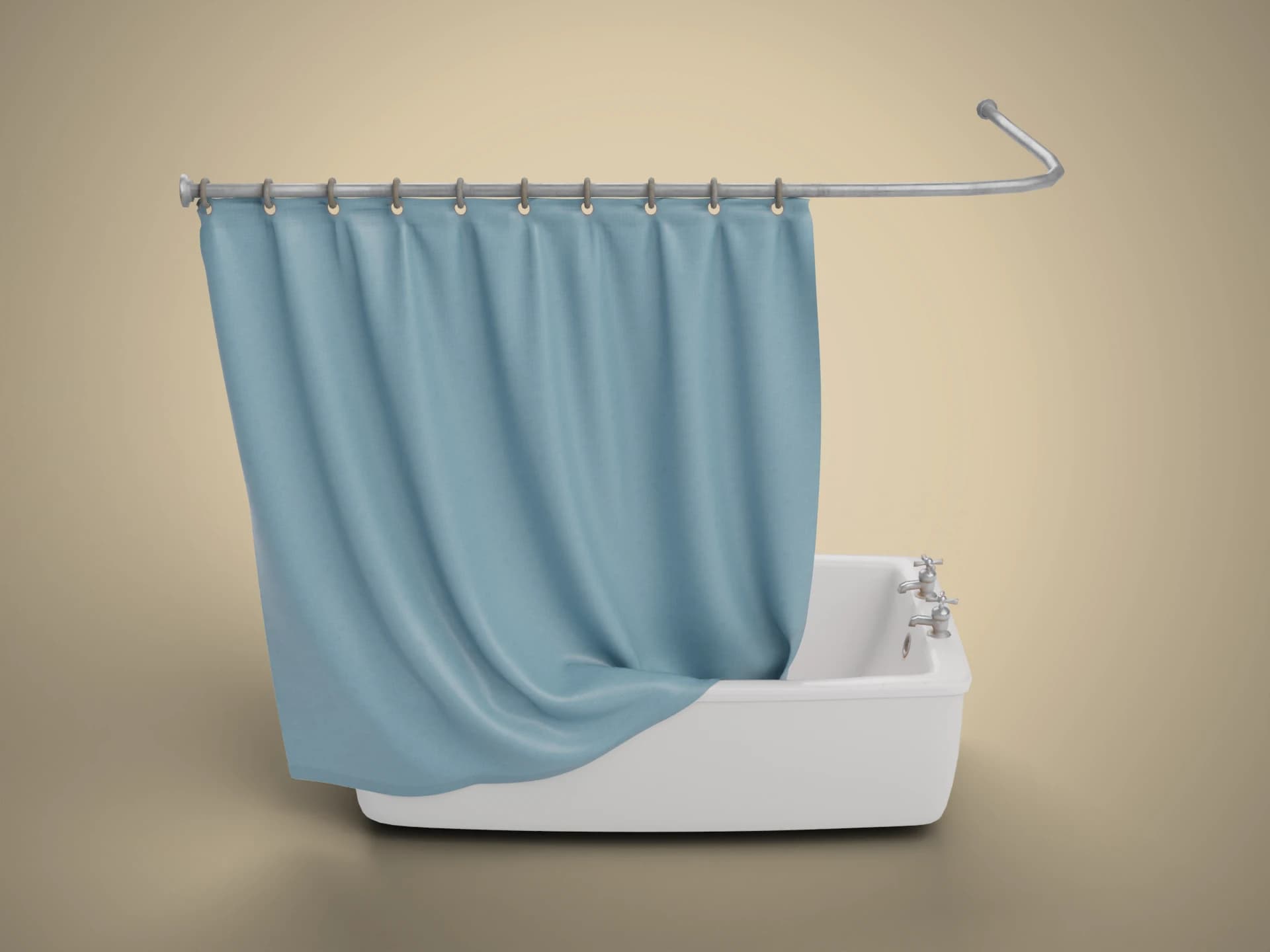 Freestanding Bathtub with Shower Curtain 3D Model