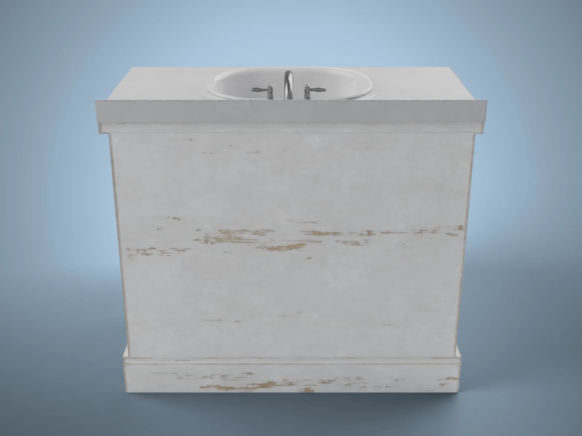 Worn Bathroom Sink Cabinet 3D Model
