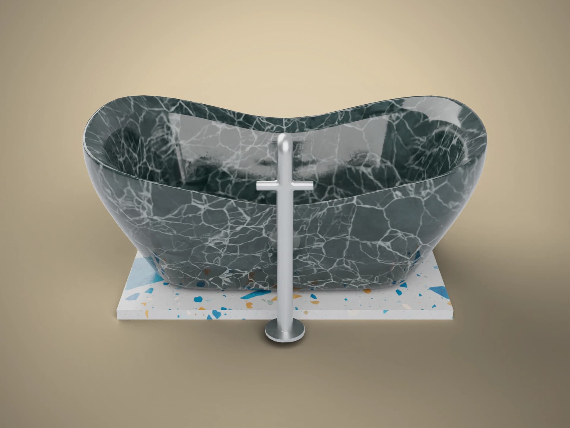 Dark Marble Freestanding Bathtub 3D Model