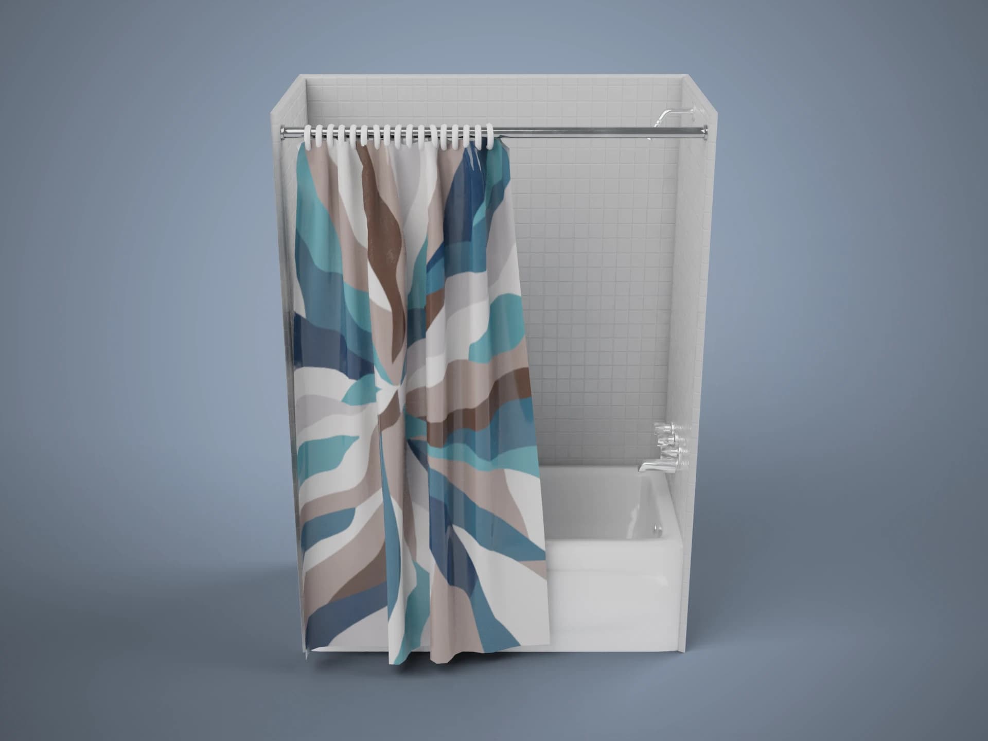 Bathtub with Shower and Curtain 3D Model