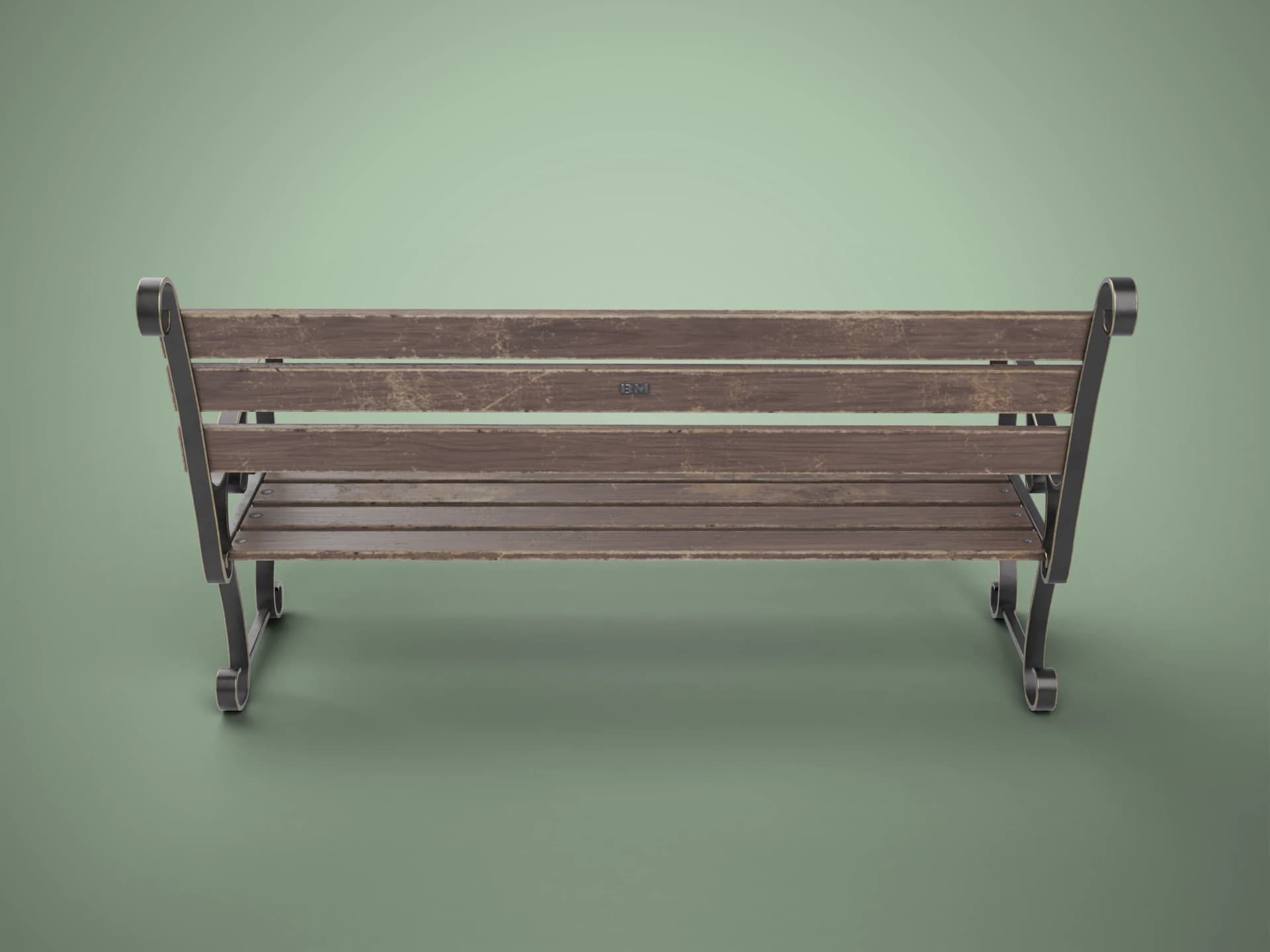 Wooden Park Bench 3D Model