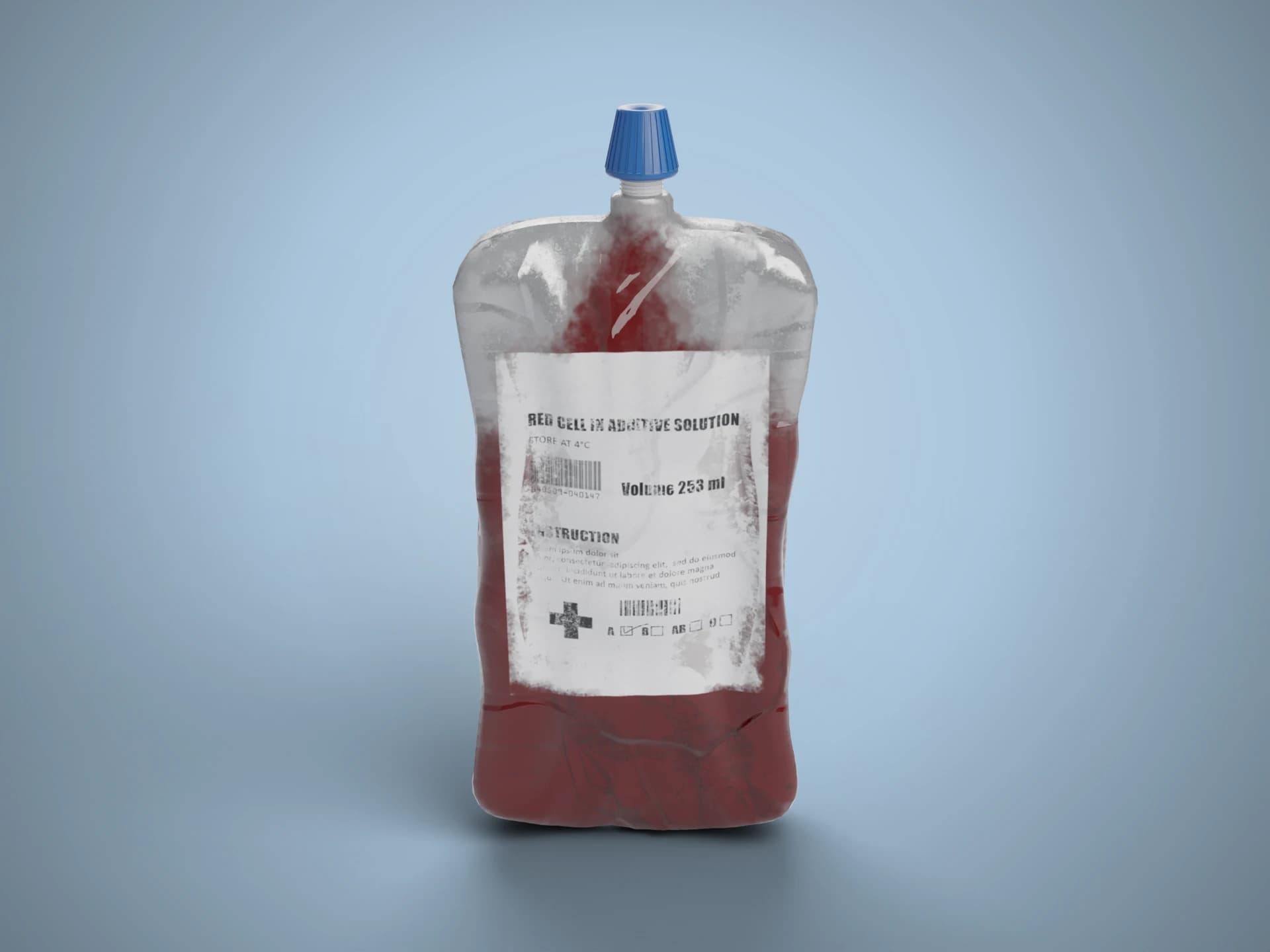Labelled Blood Bag 3D Model