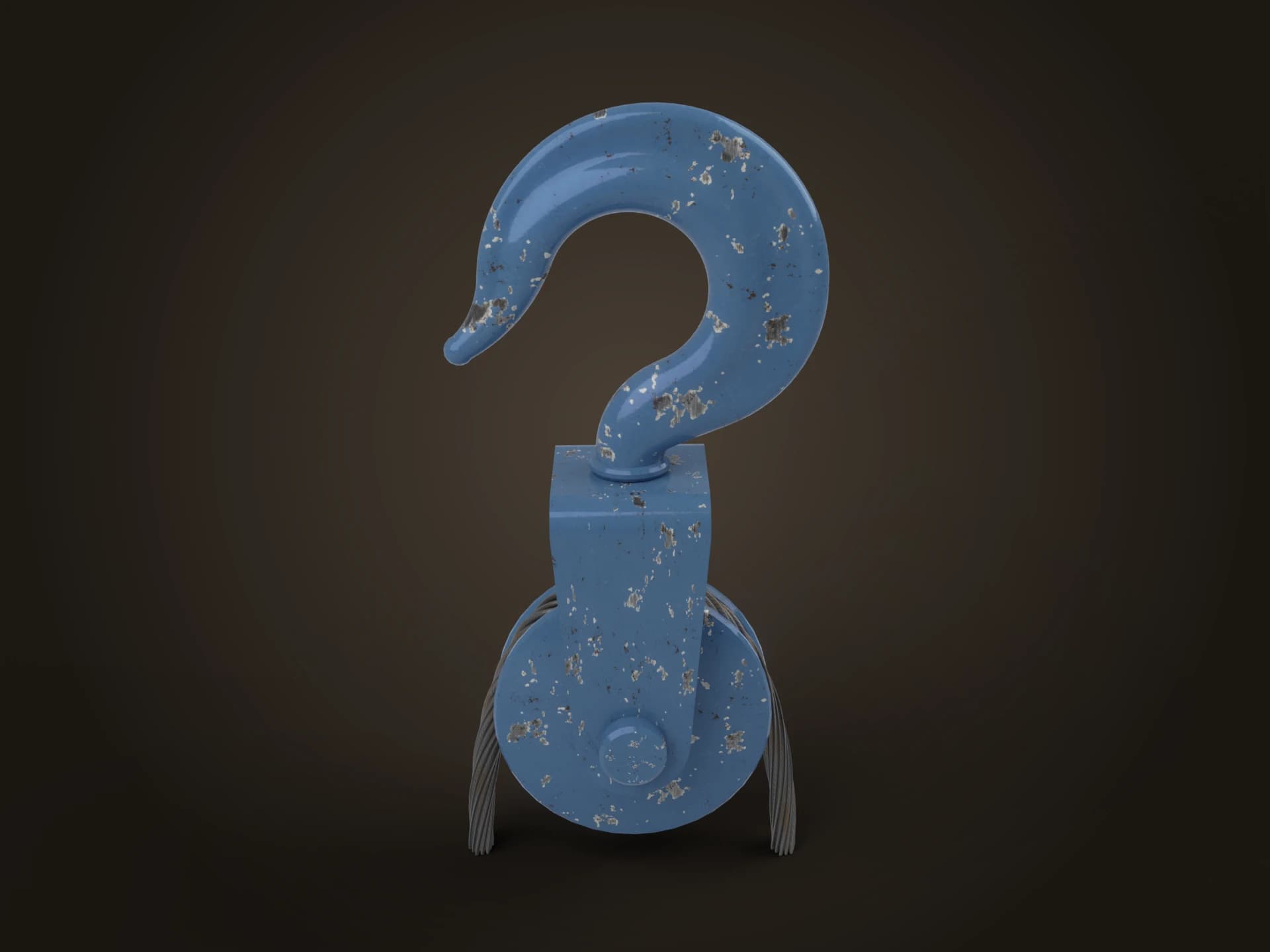Blue Pulley Block with Hook 3D Model