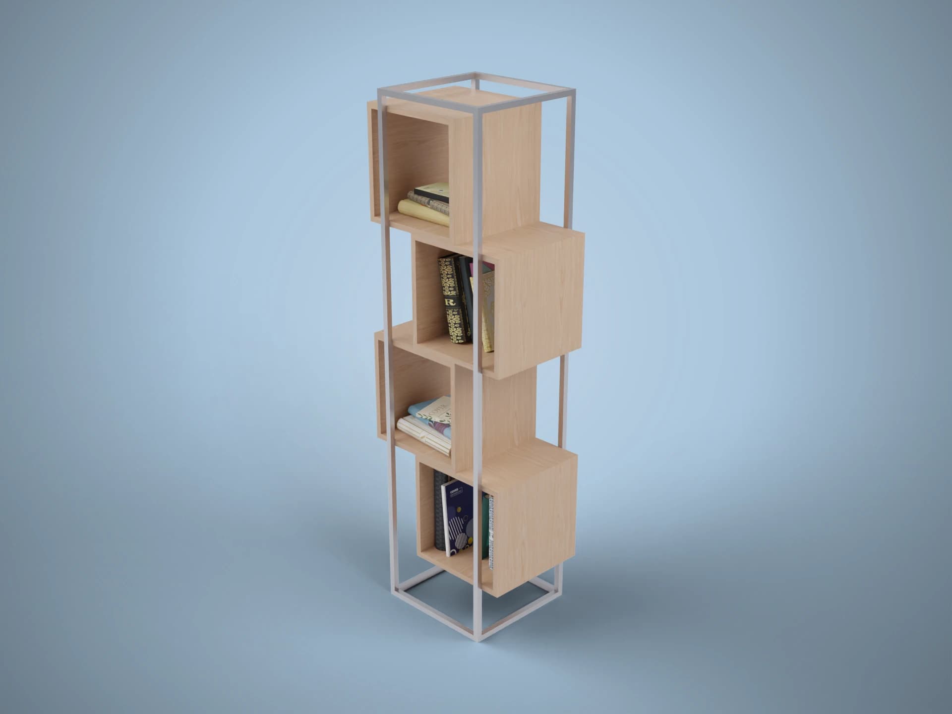 Metal Frame Cube Bookcase 3D Model