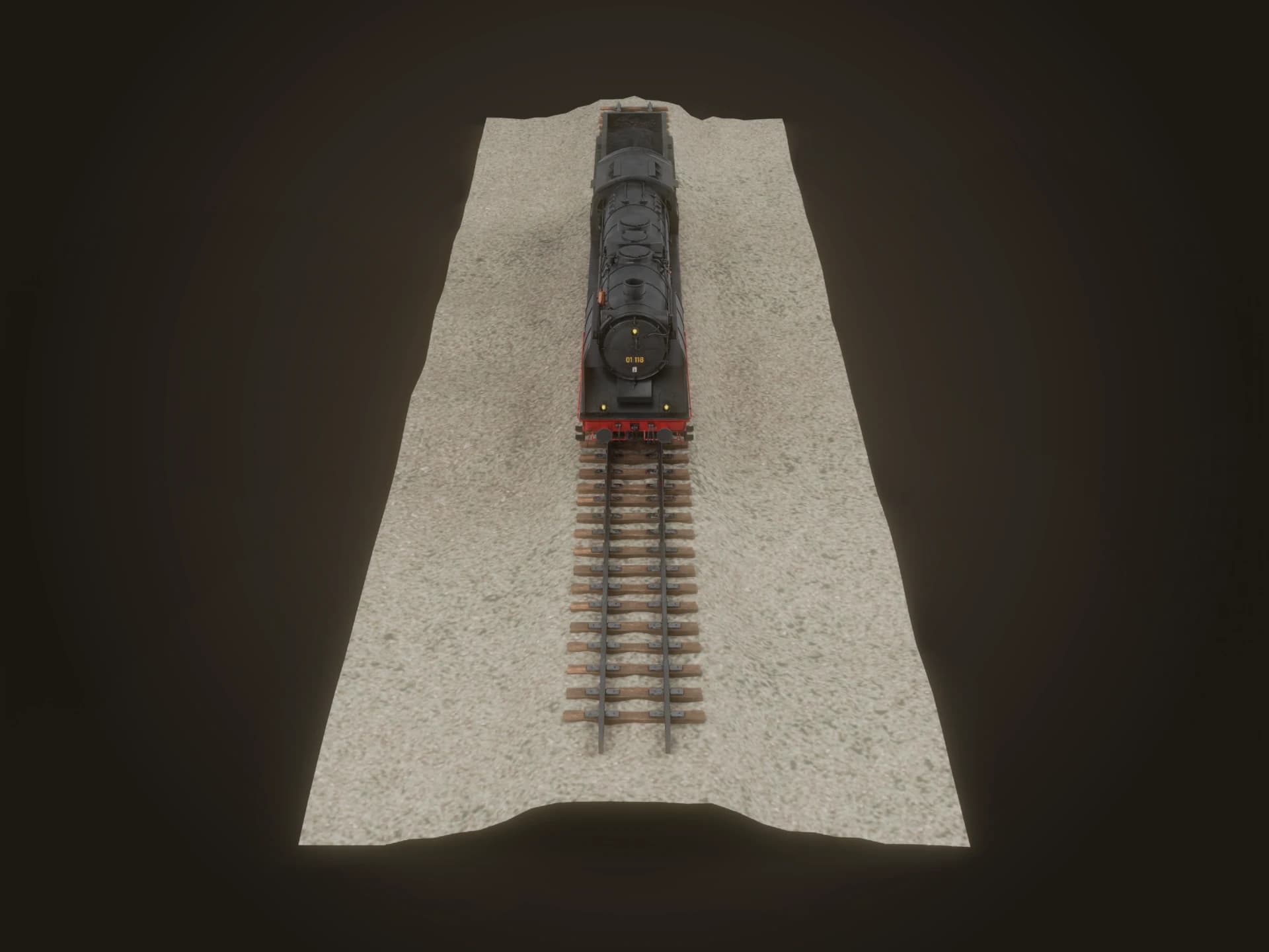 BR 01 German Steam Locomotive on Track 3D Model