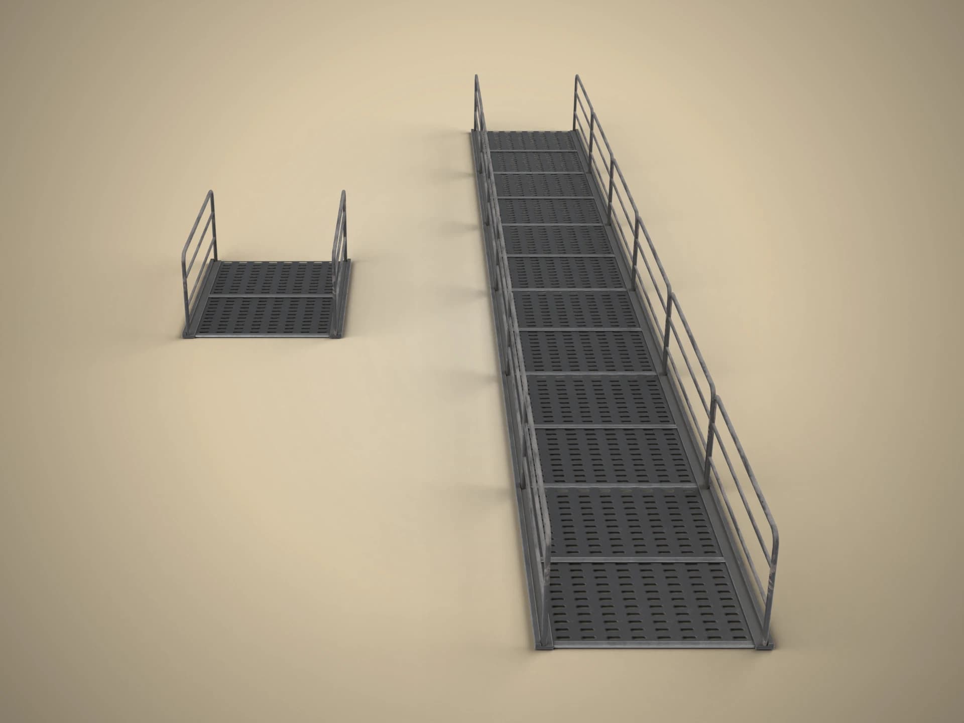 Metal Grating Footbridge Walkway 3D Model