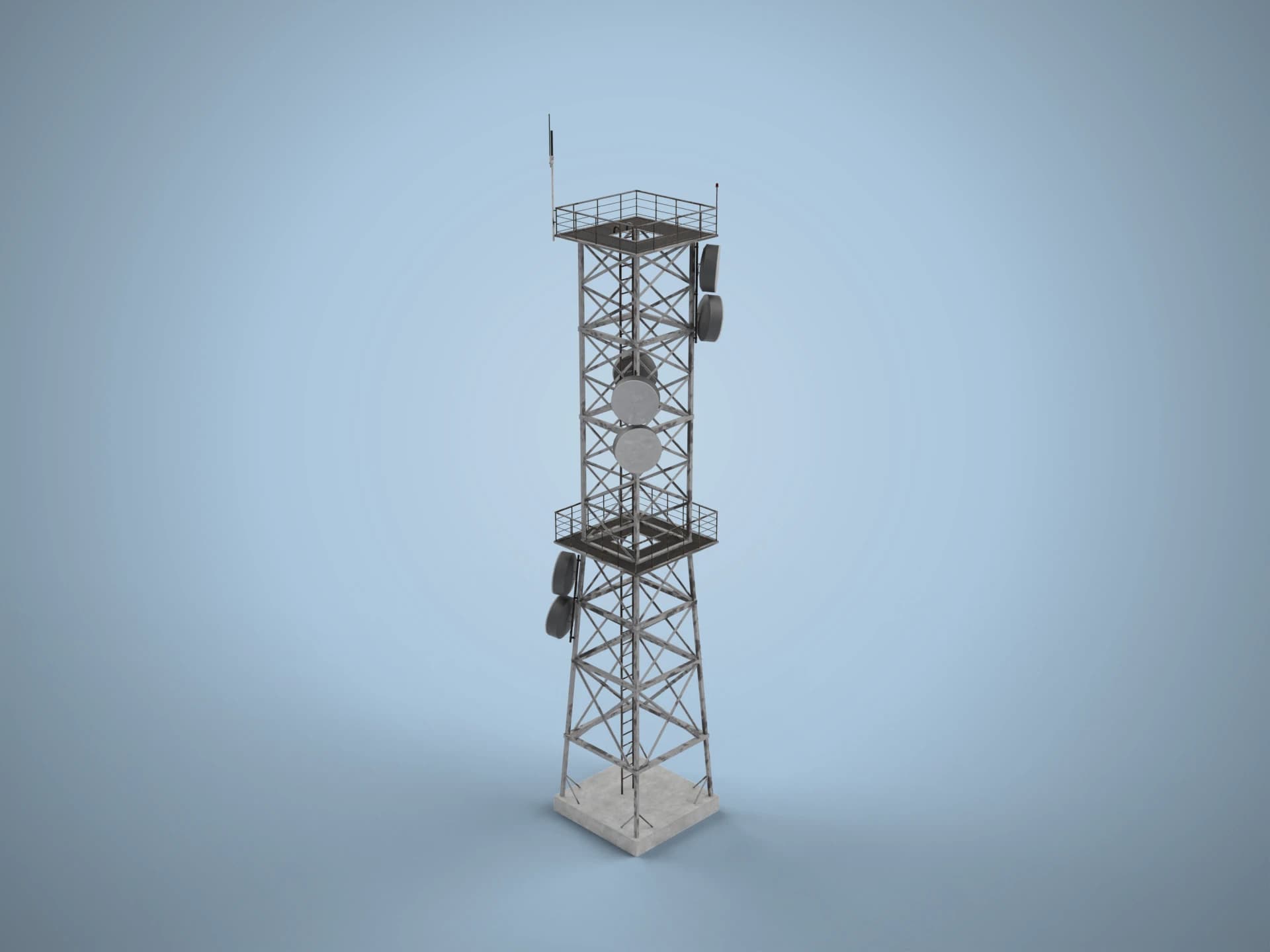 Old Steel Radio Broadcast Tower 3D Model