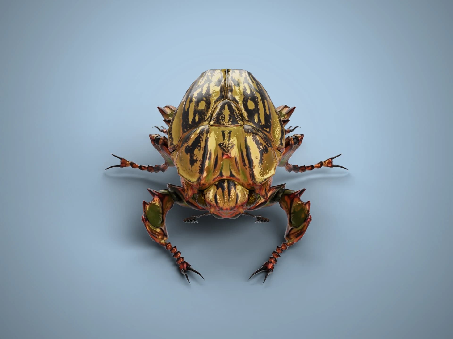 Golden Scarab Beetle 3D Model