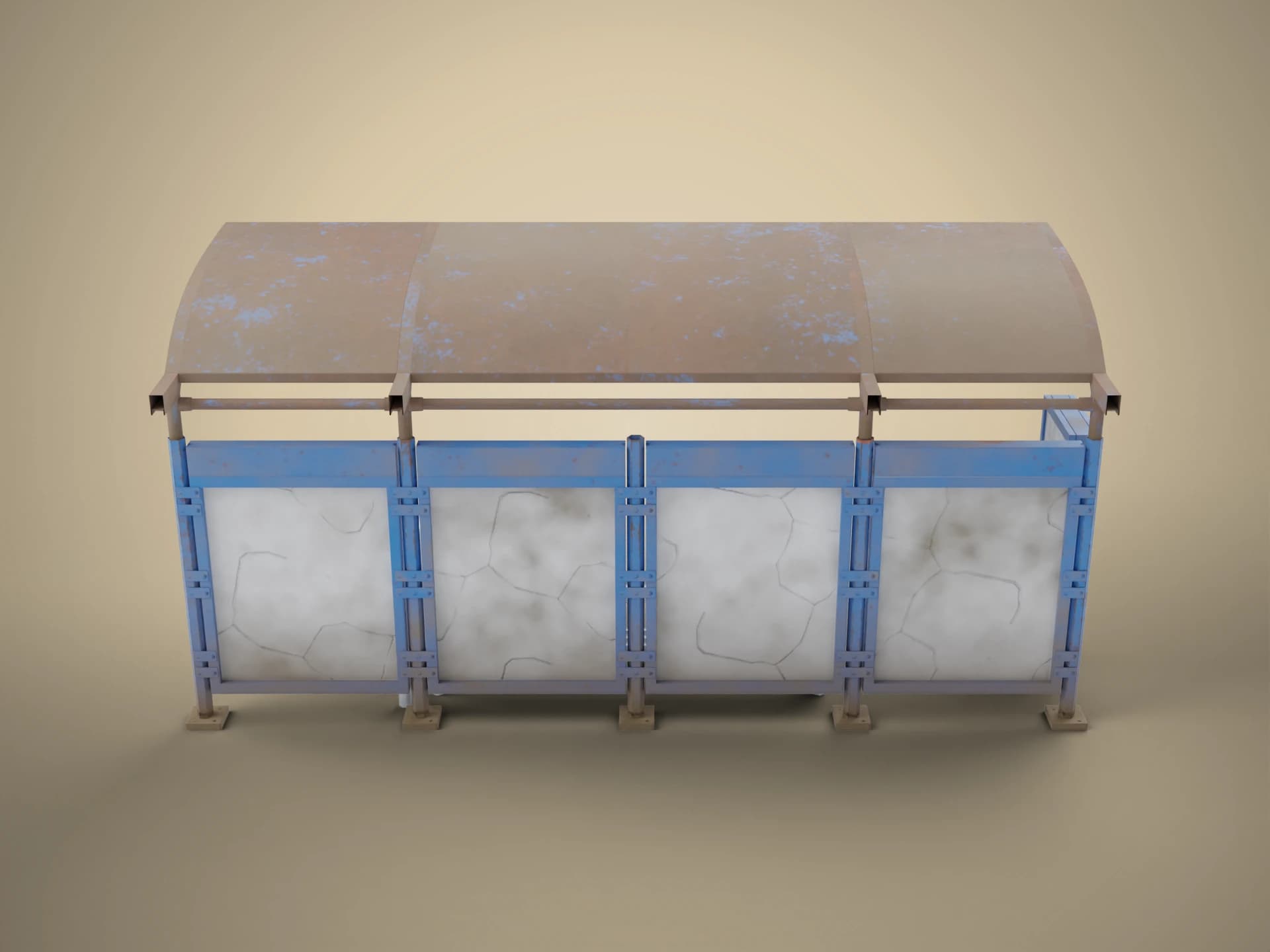 Old Covered Bus Stop Shelter 3D Model