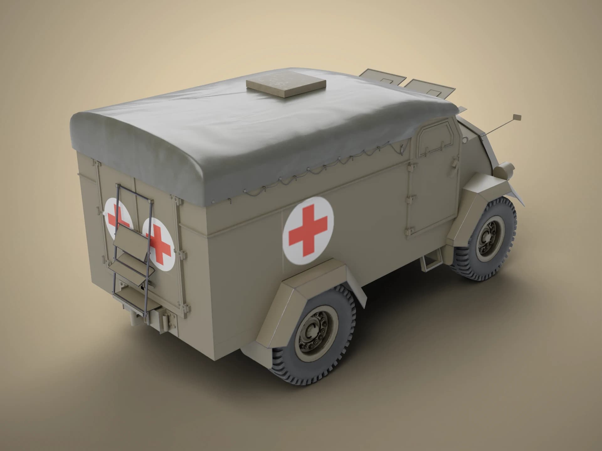 WWII Military Ambulance 3D Model