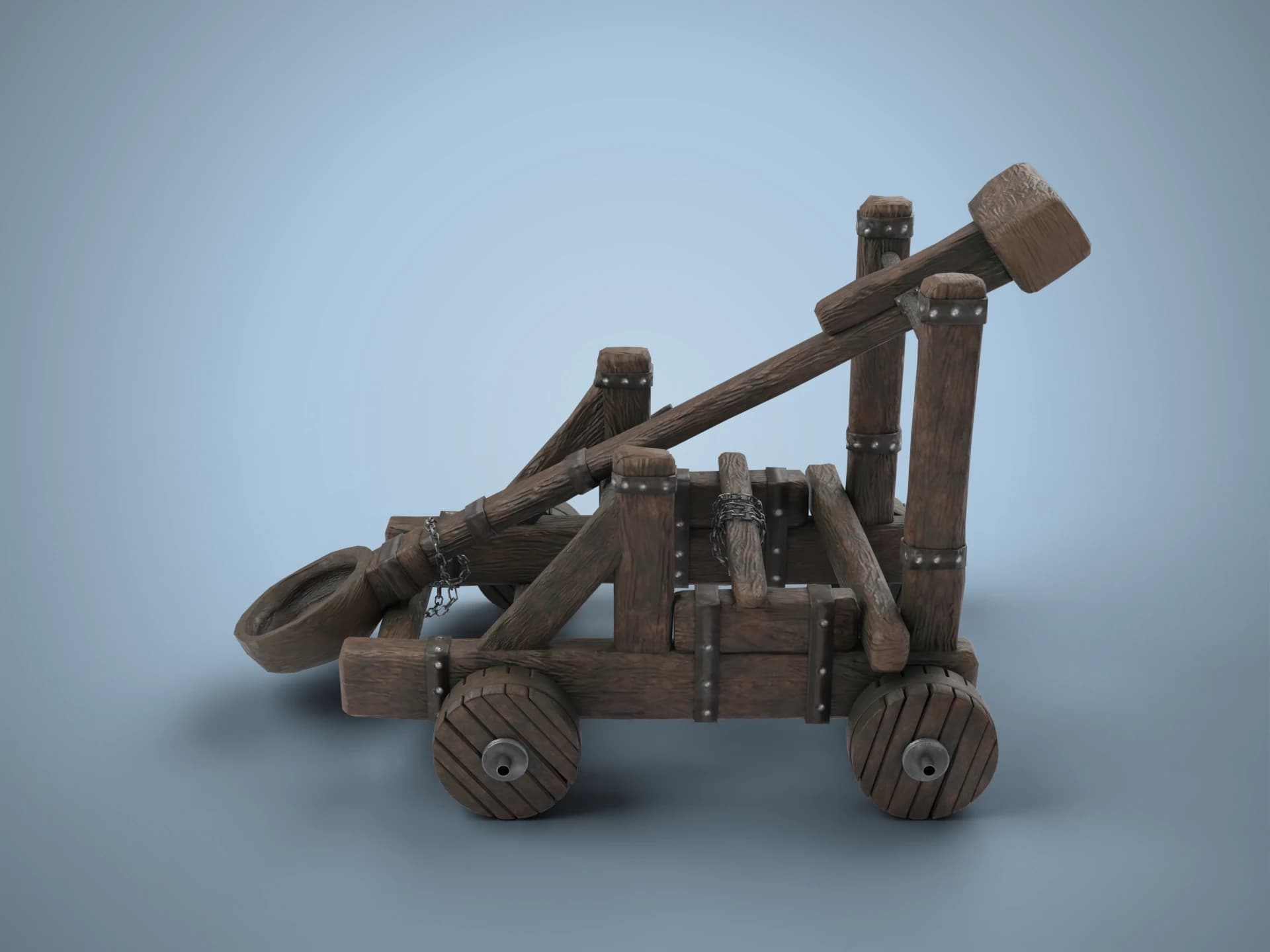 Wooden Torsion Catapult 3D Model