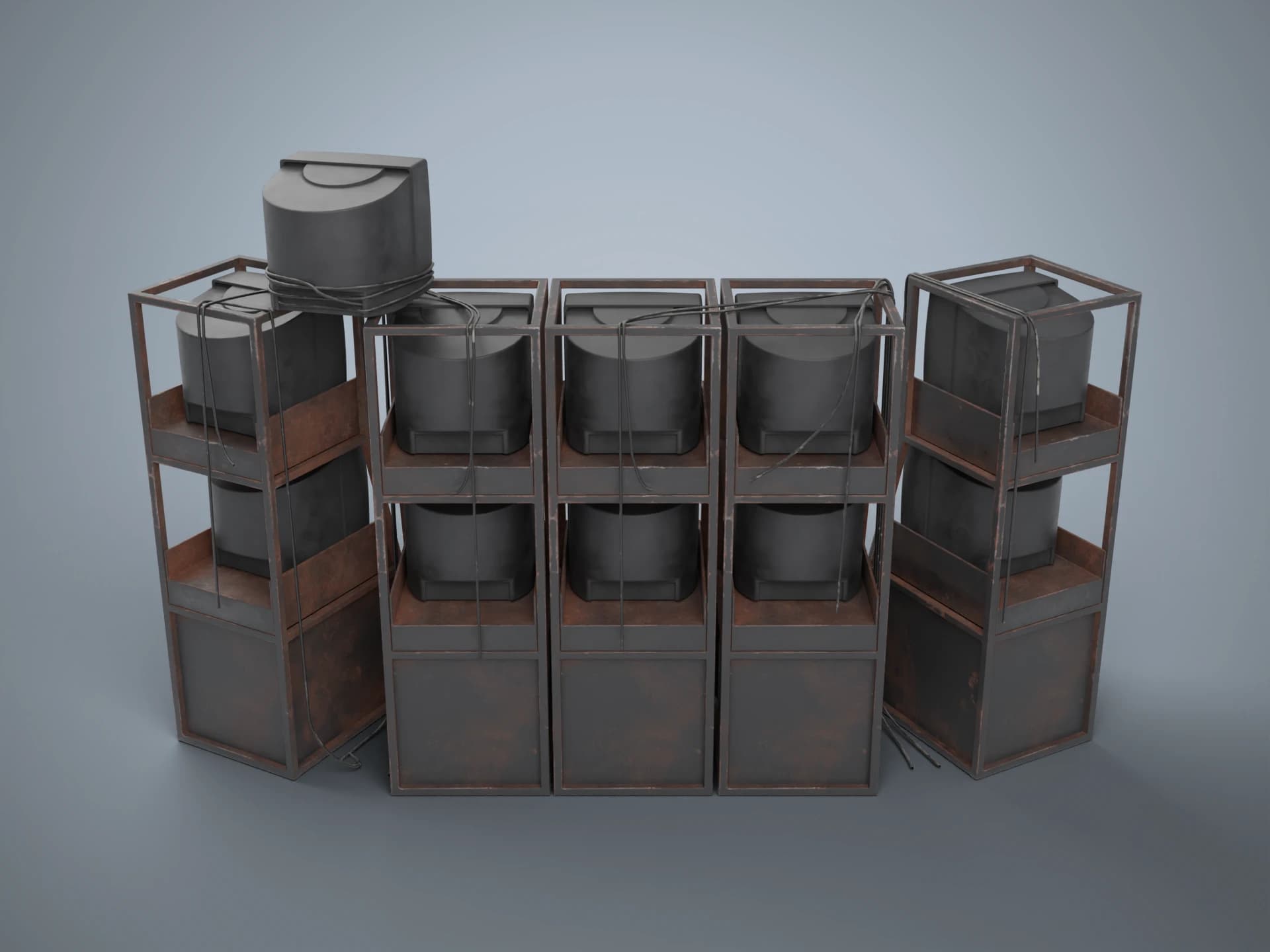Abandoned CCTV Monitor Rack 3D Model