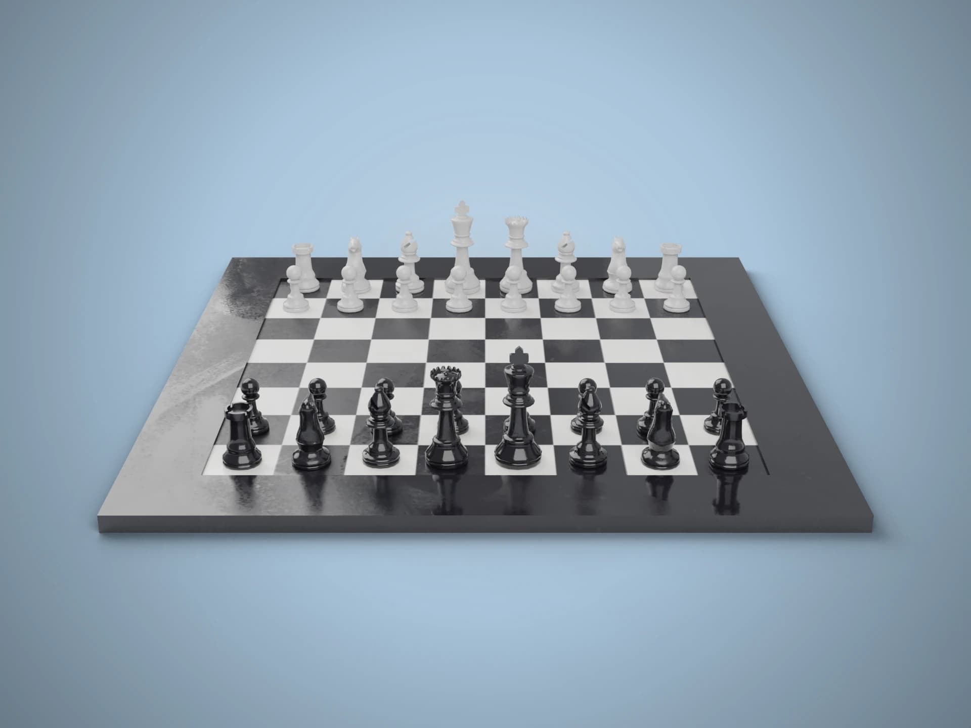 Black and White Chess Set 3D Model
