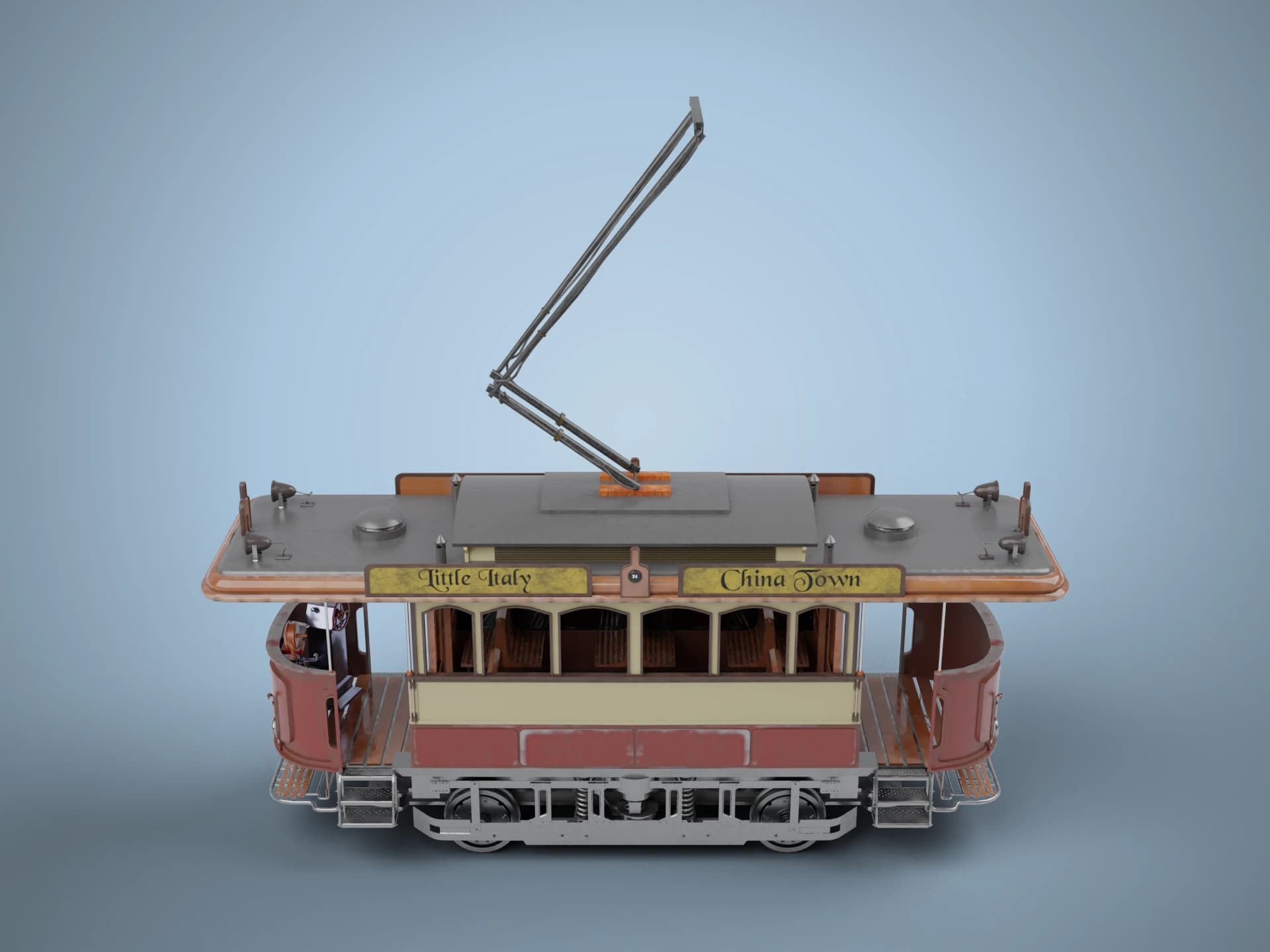 Classic Electric Tram 3D Model