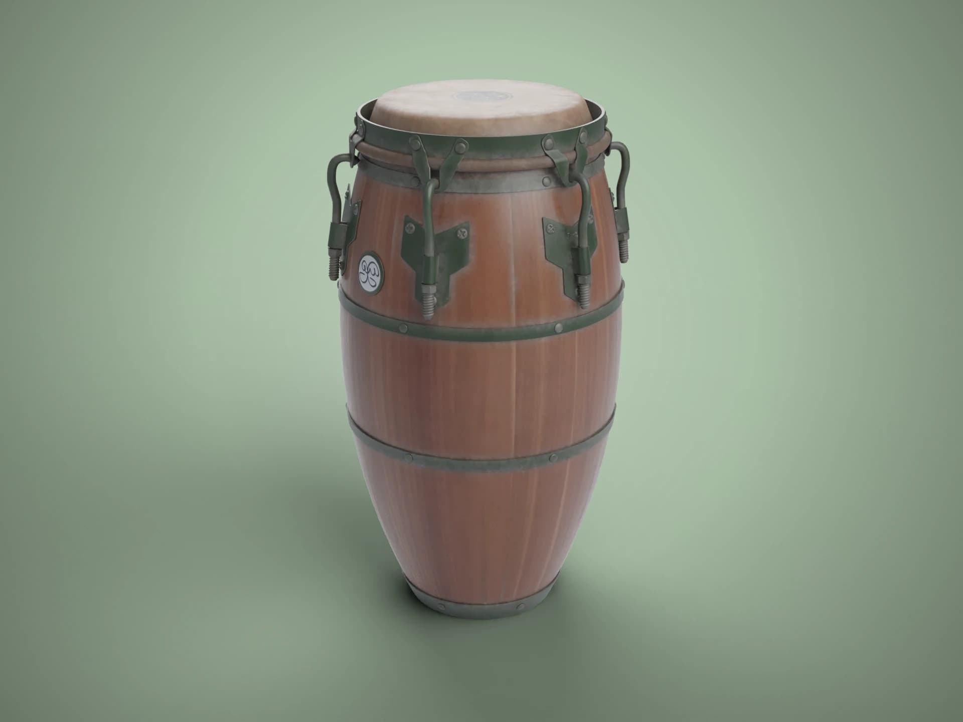 Wooden Conga Drum 3D Model