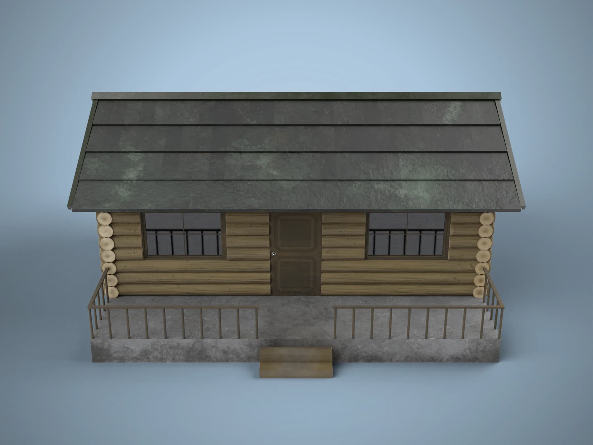 Rustic Log Cabin Cottage 3D Model