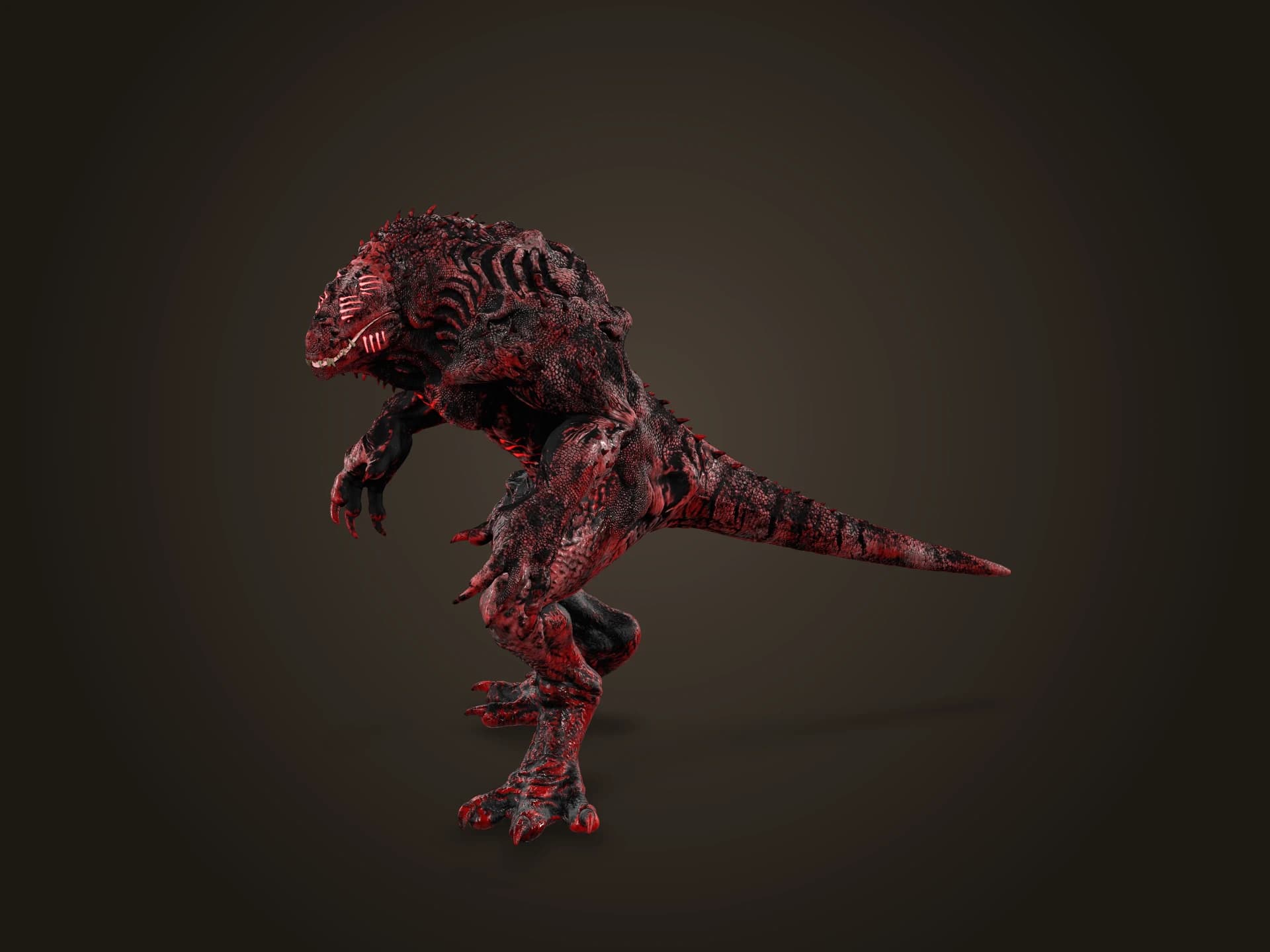 Animated Red Reptile Monster Creature 3D Model