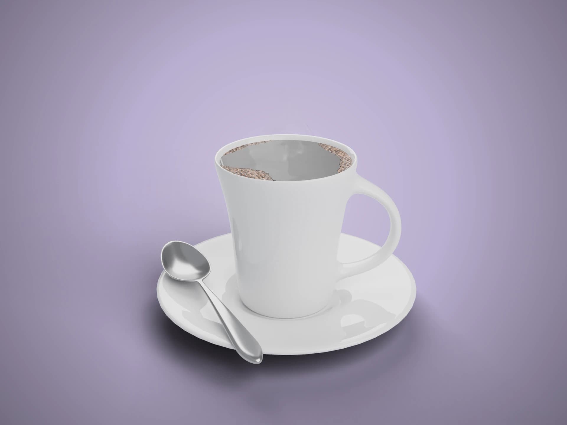 Cup of Black Coffee on Saucer 3D Model