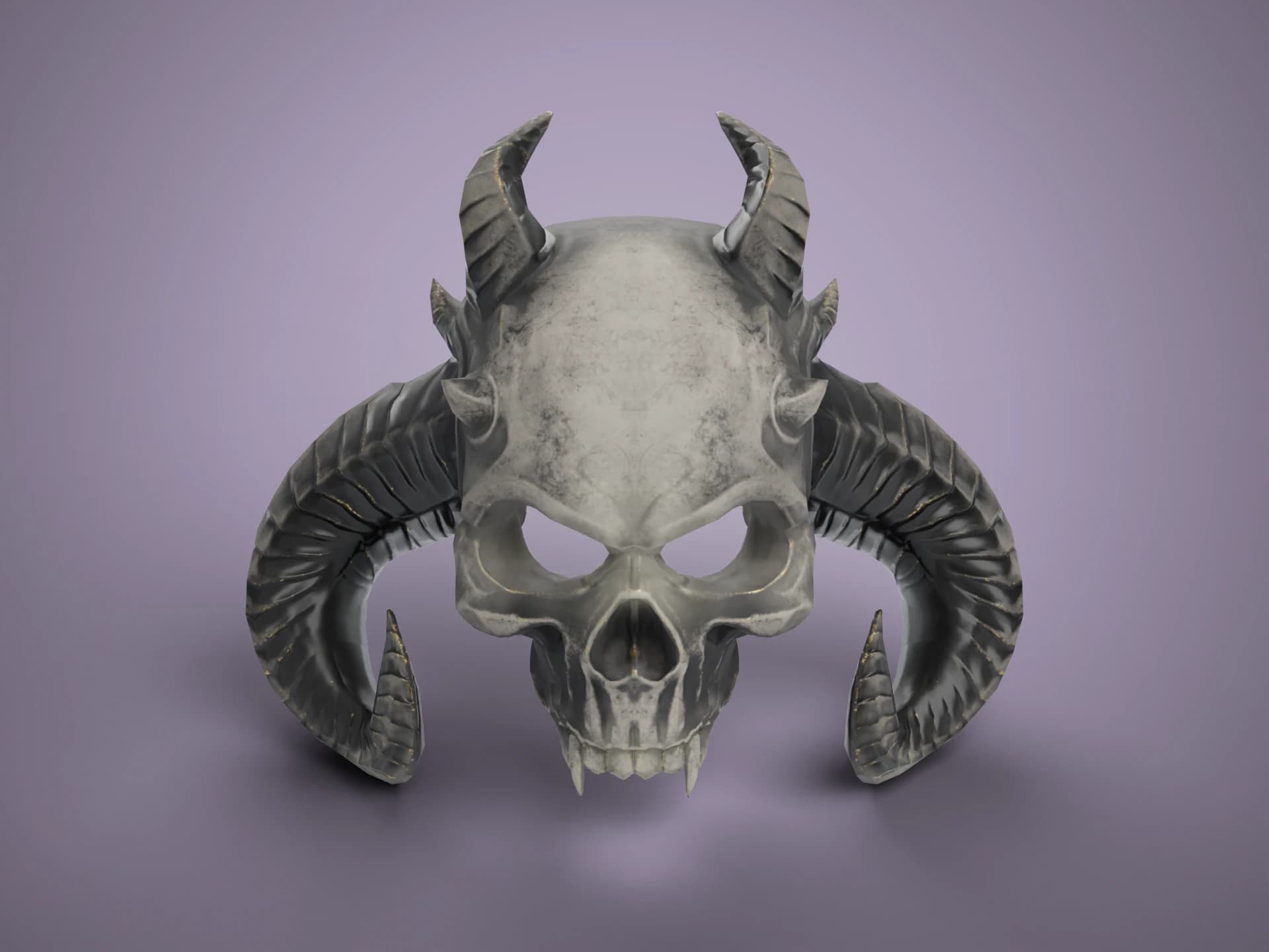 Horned Demon Skull Mask 3D Model