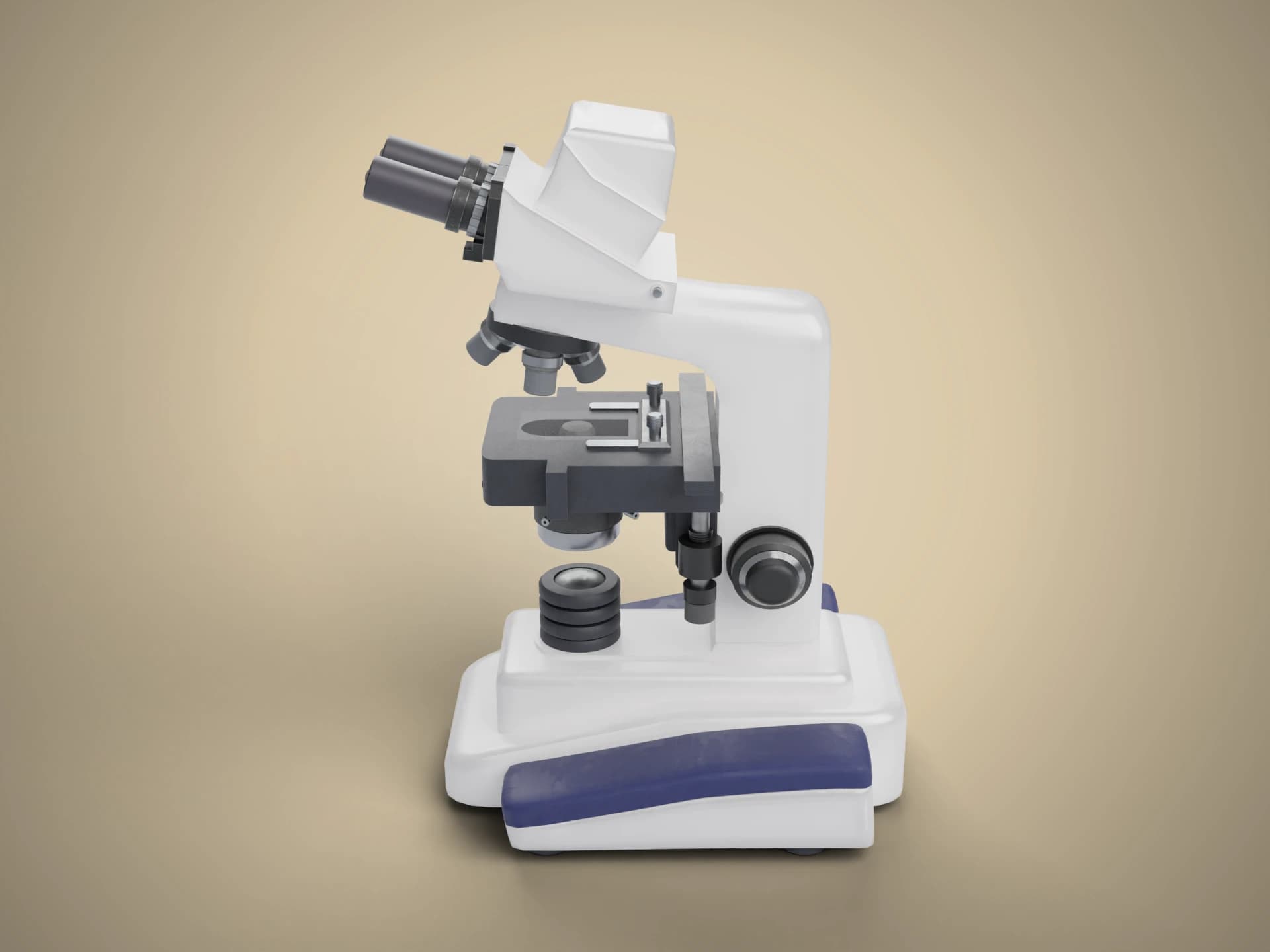 Detailed Trinocular Microscope 3D Model