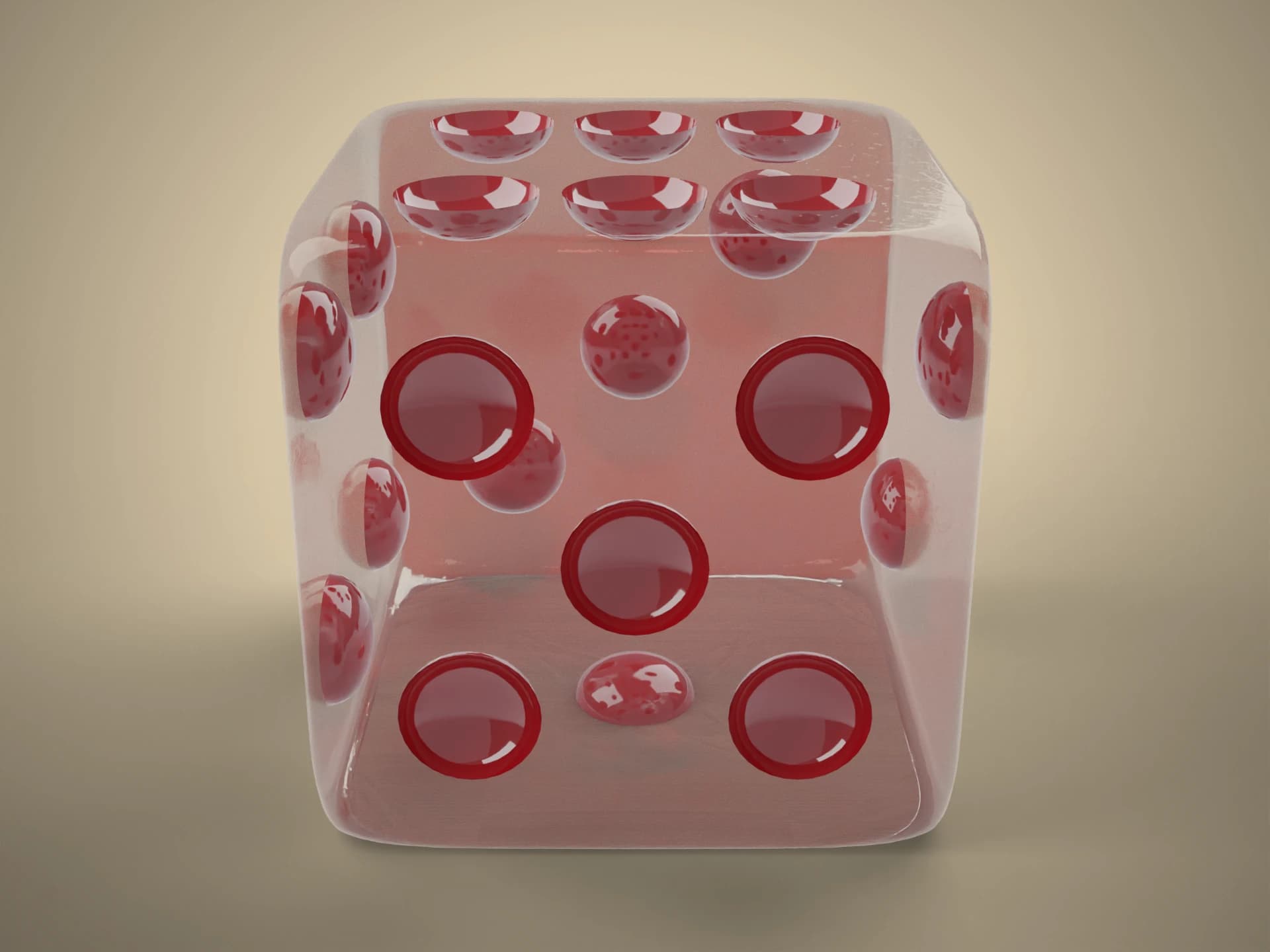Translucent Red Die 3D Model