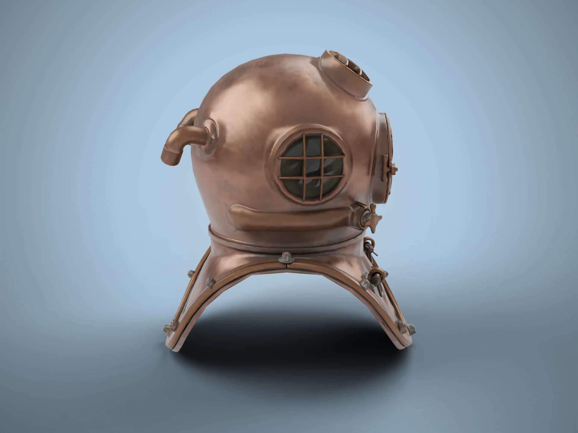 Vintage Copper Diving Helmet 3D Model