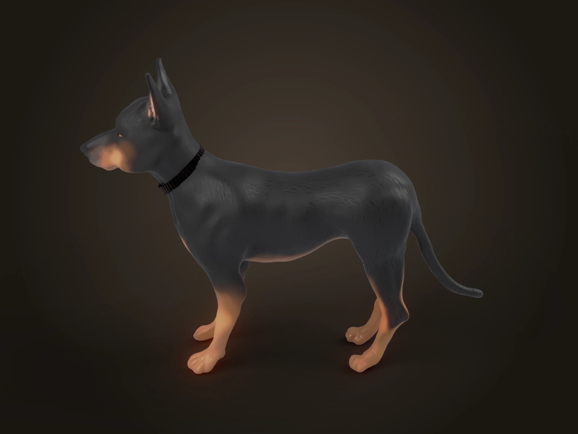 Doberman Cross Dog Rigged 3D Model
