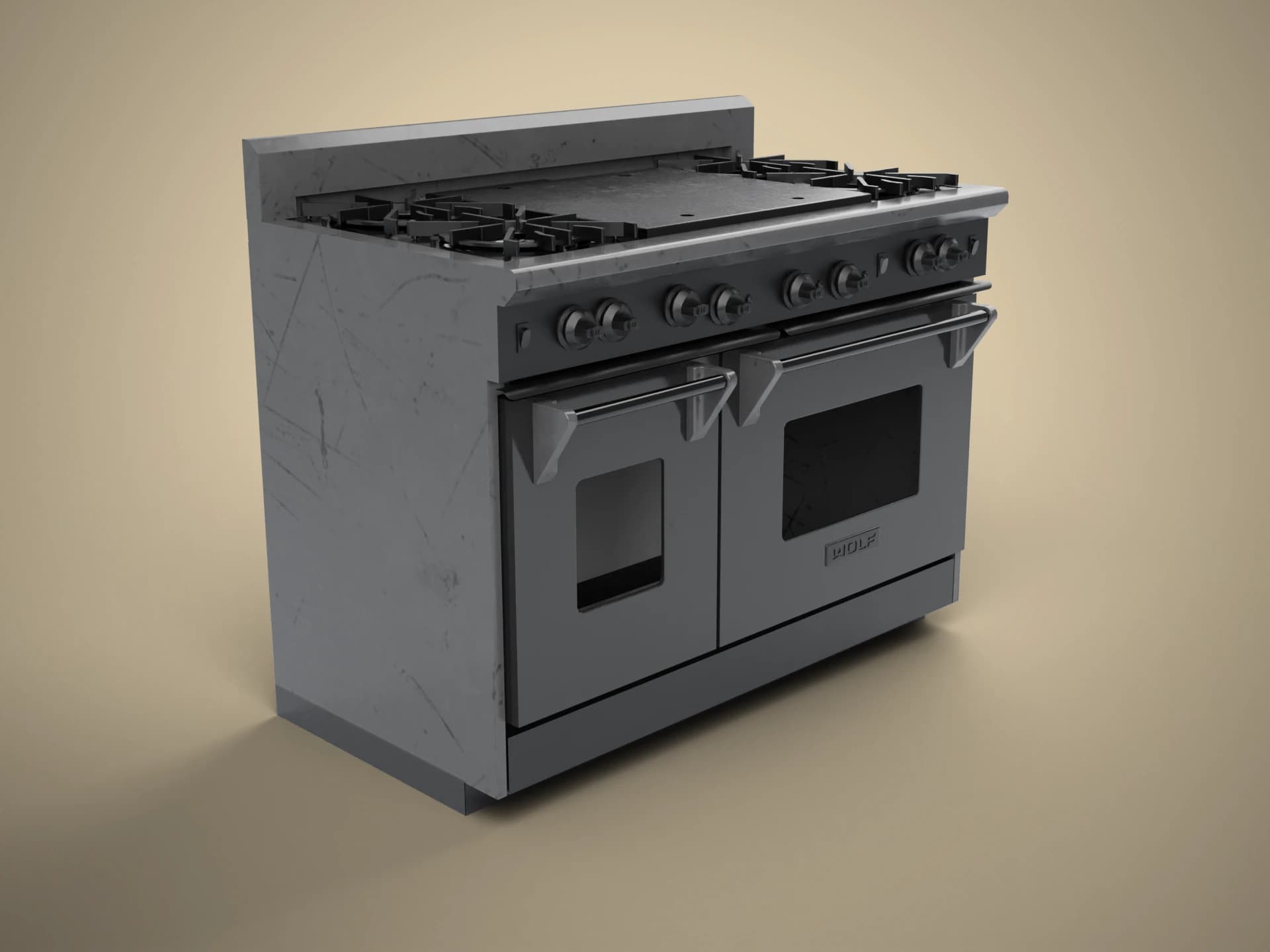 Stainless Steel Double-Oven Gas Range 3D Model