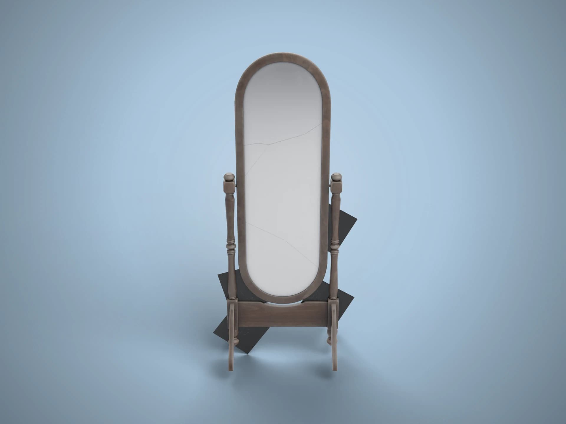 Dusty Oval Antique Standing Mirror 3D Model