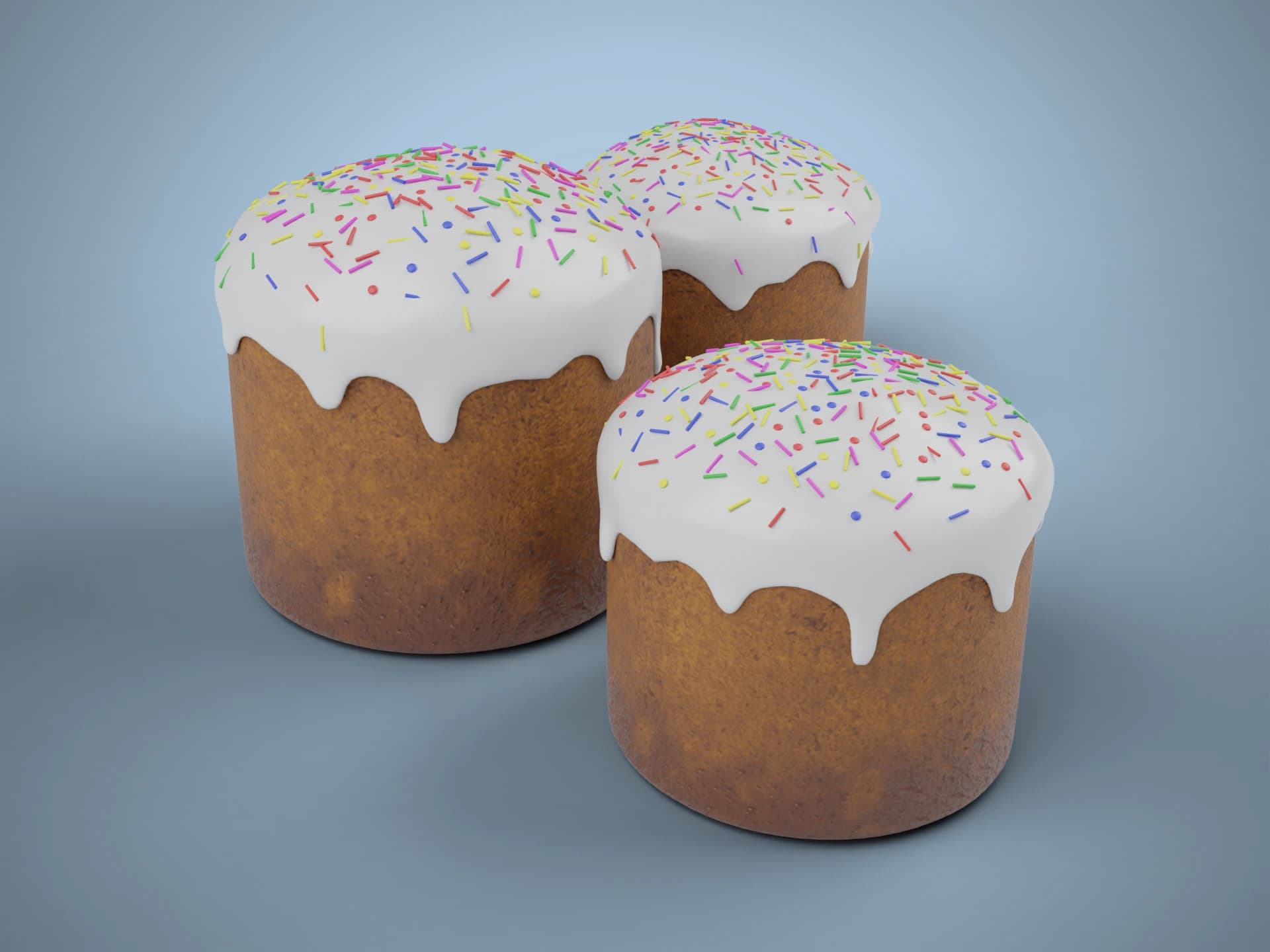 Easter Kulich Cakes 3D Model