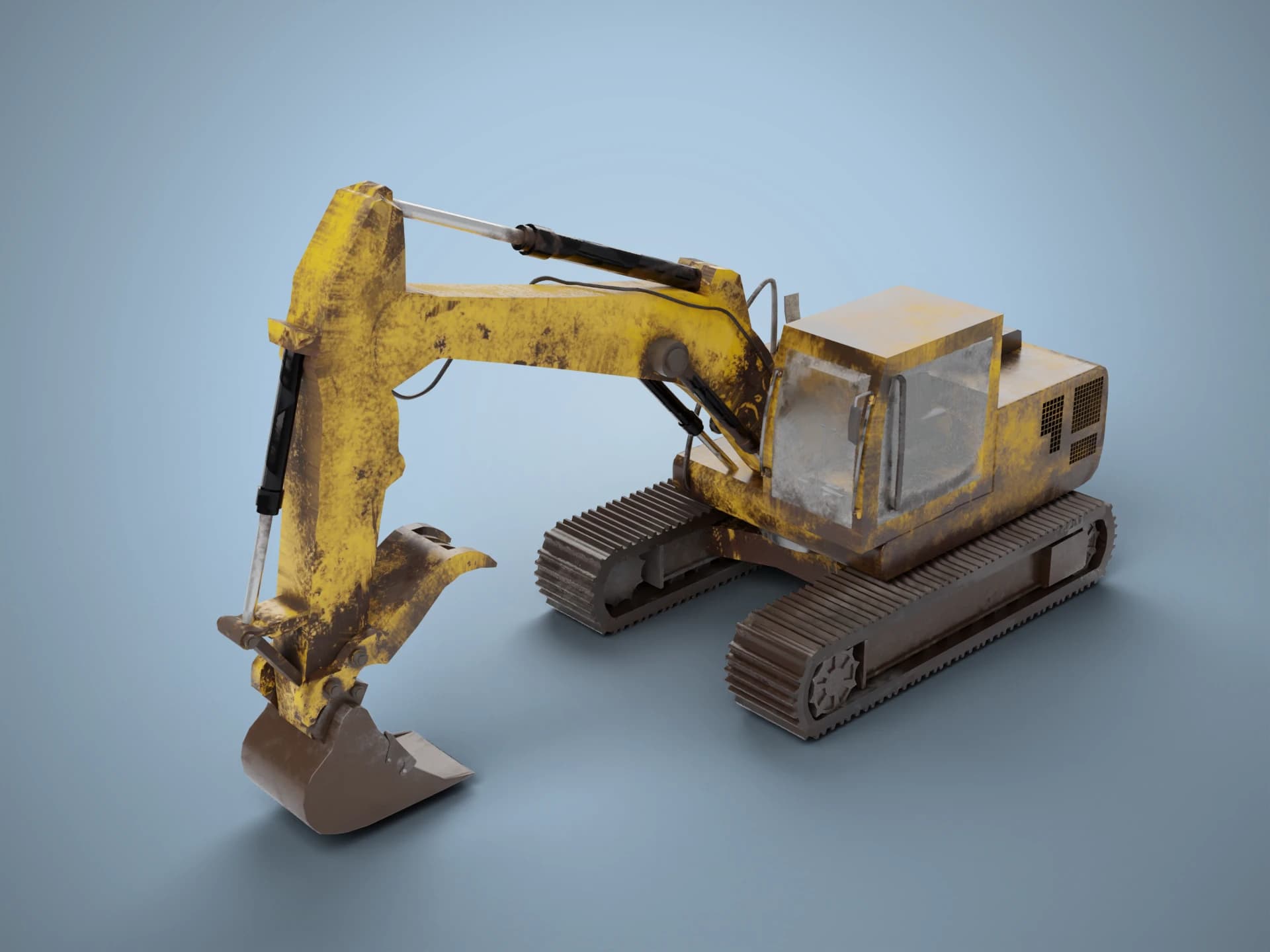 Tracked Excavator Animated 3D Model