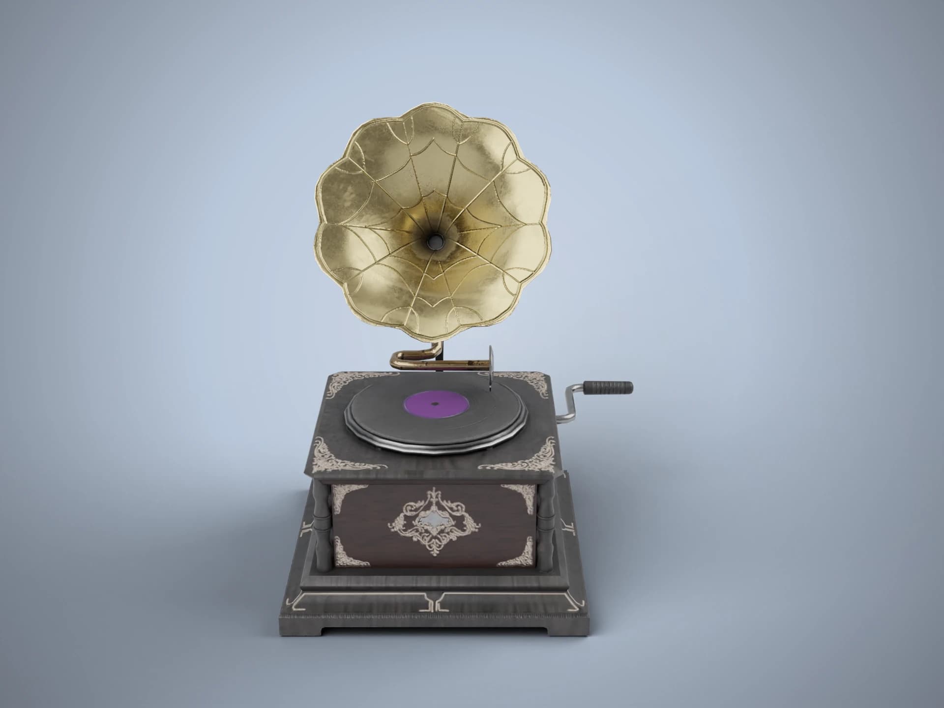 Engraved Victorian Gramophone 3D Model