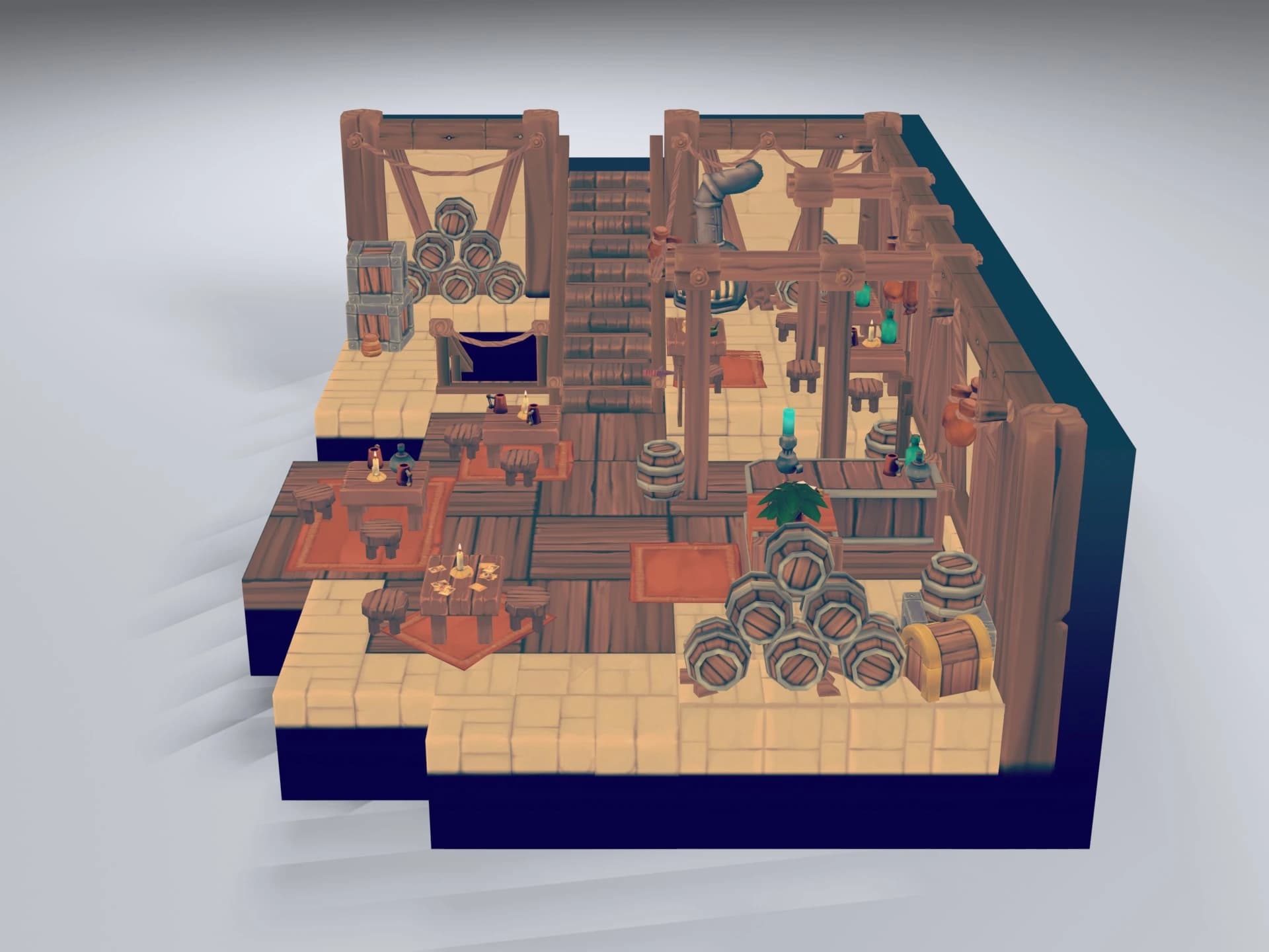 Fantasy Tavern Interior Diorama 3D Model